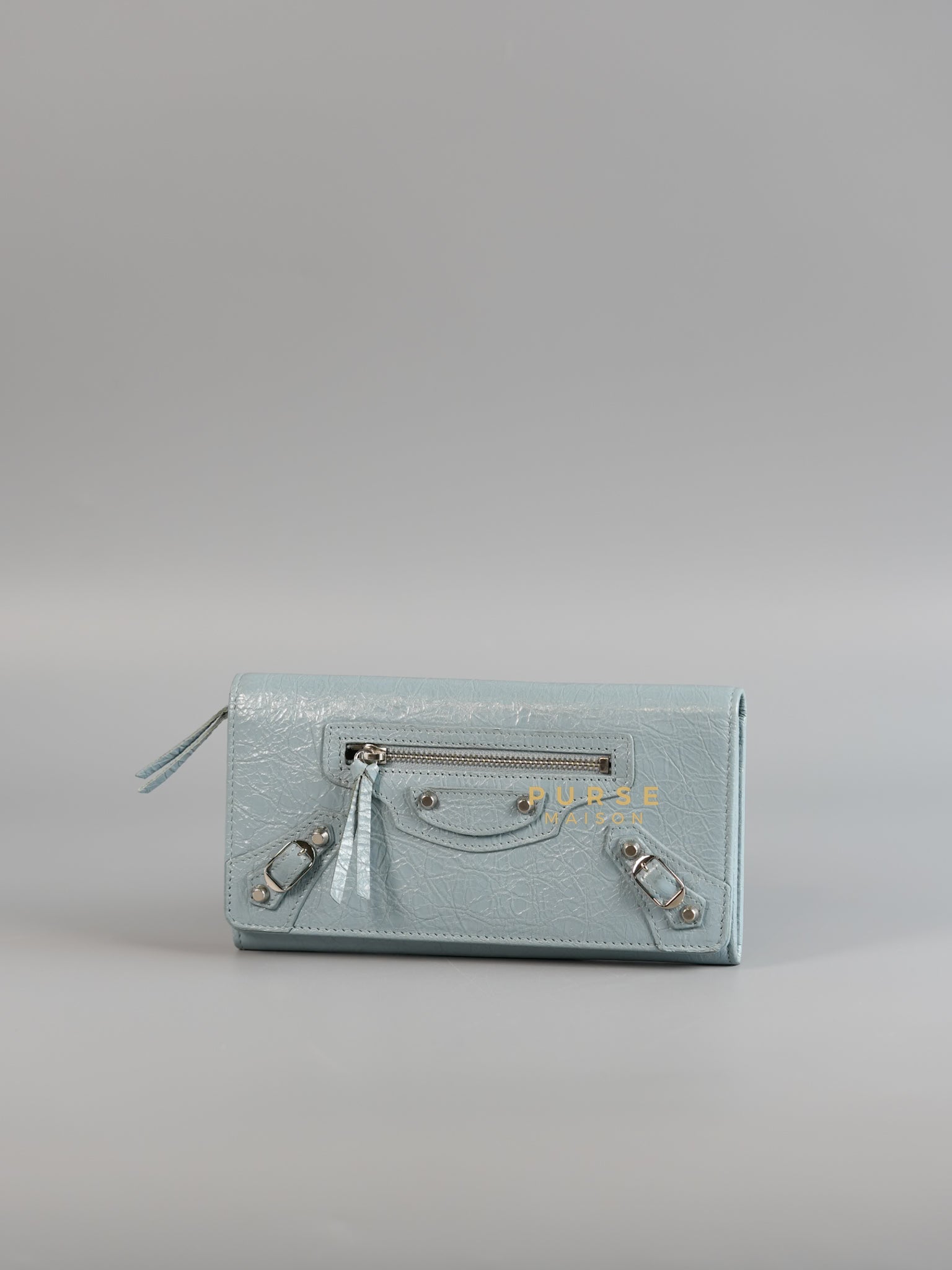 Continental City Long Wallet in Light Blue Leather | Purse Maison Luxury Bags Shop