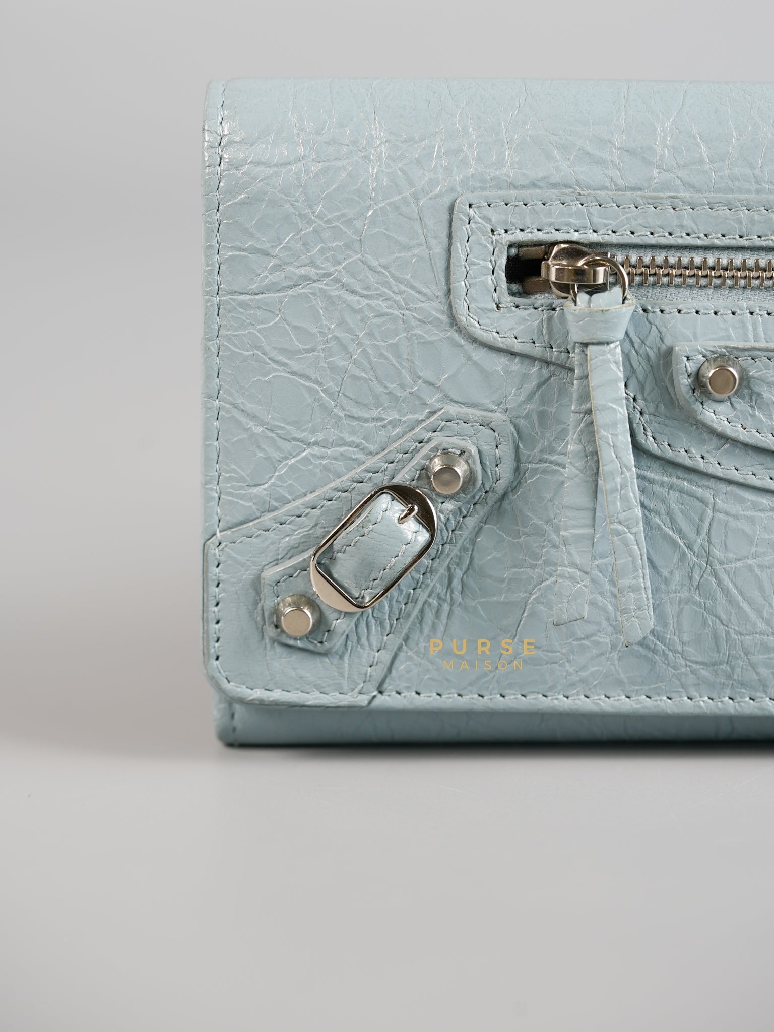 Continental City Long Wallet in Light Blue Leather | Purse Maison Luxury Bags Shop