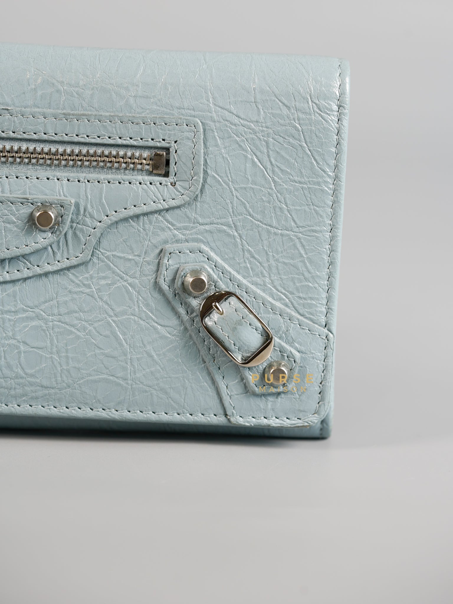 Continental City Long Wallet in Light Blue Leather | Purse Maison Luxury Bags Shop