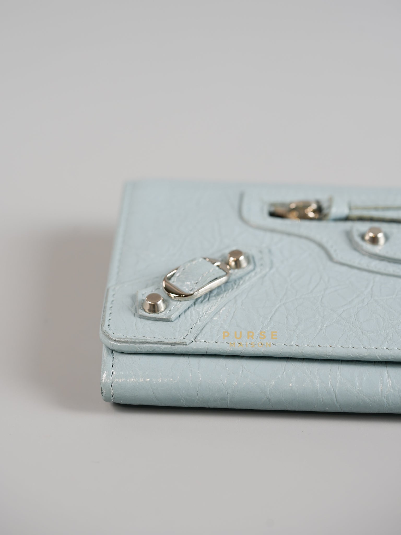 Continental City Long Wallet in Light Blue Leather | Purse Maison Luxury Bags Shop