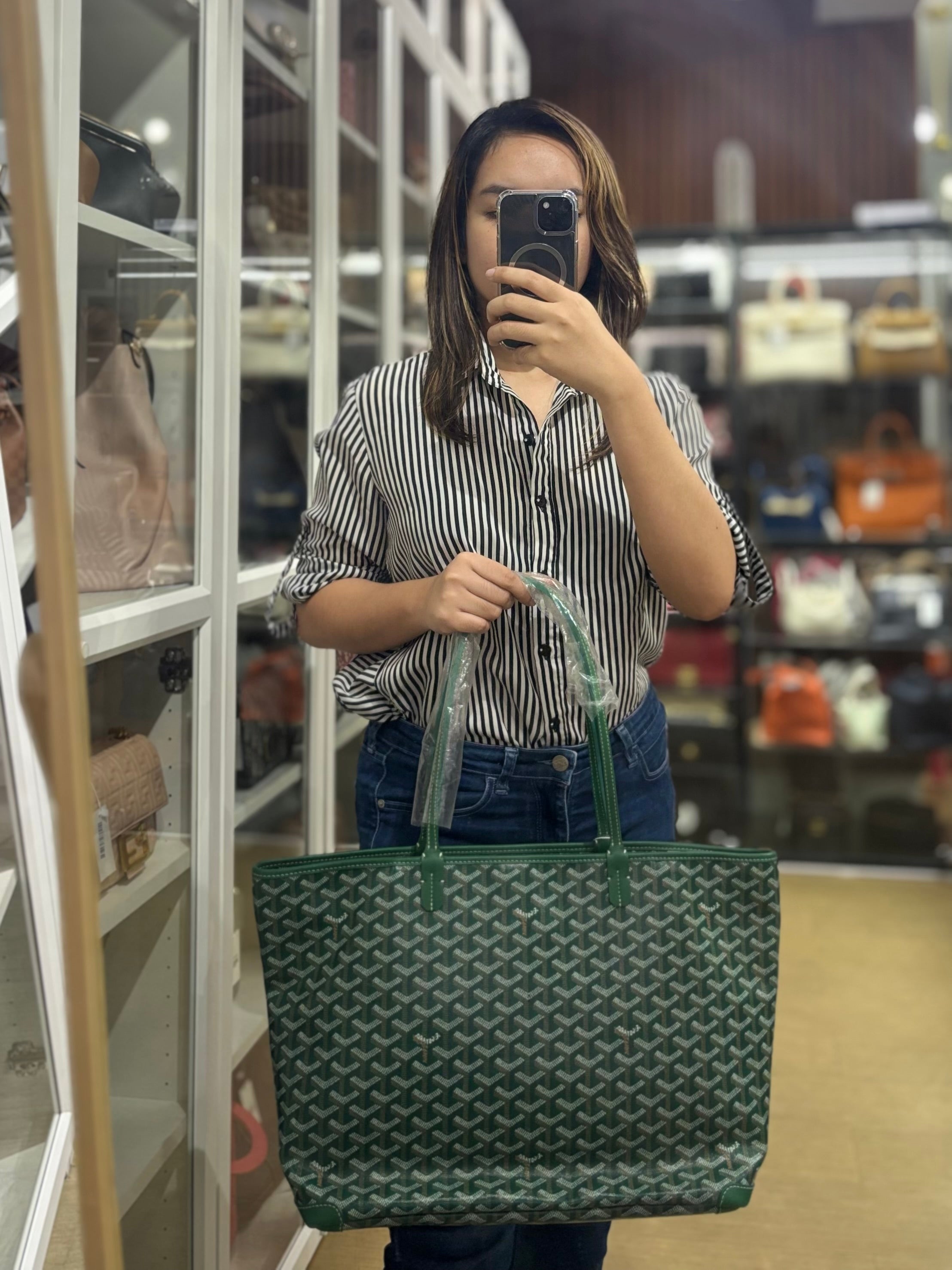 Anjou PM in Green Tote Bag | Purse Maison Luxury Bags Shop