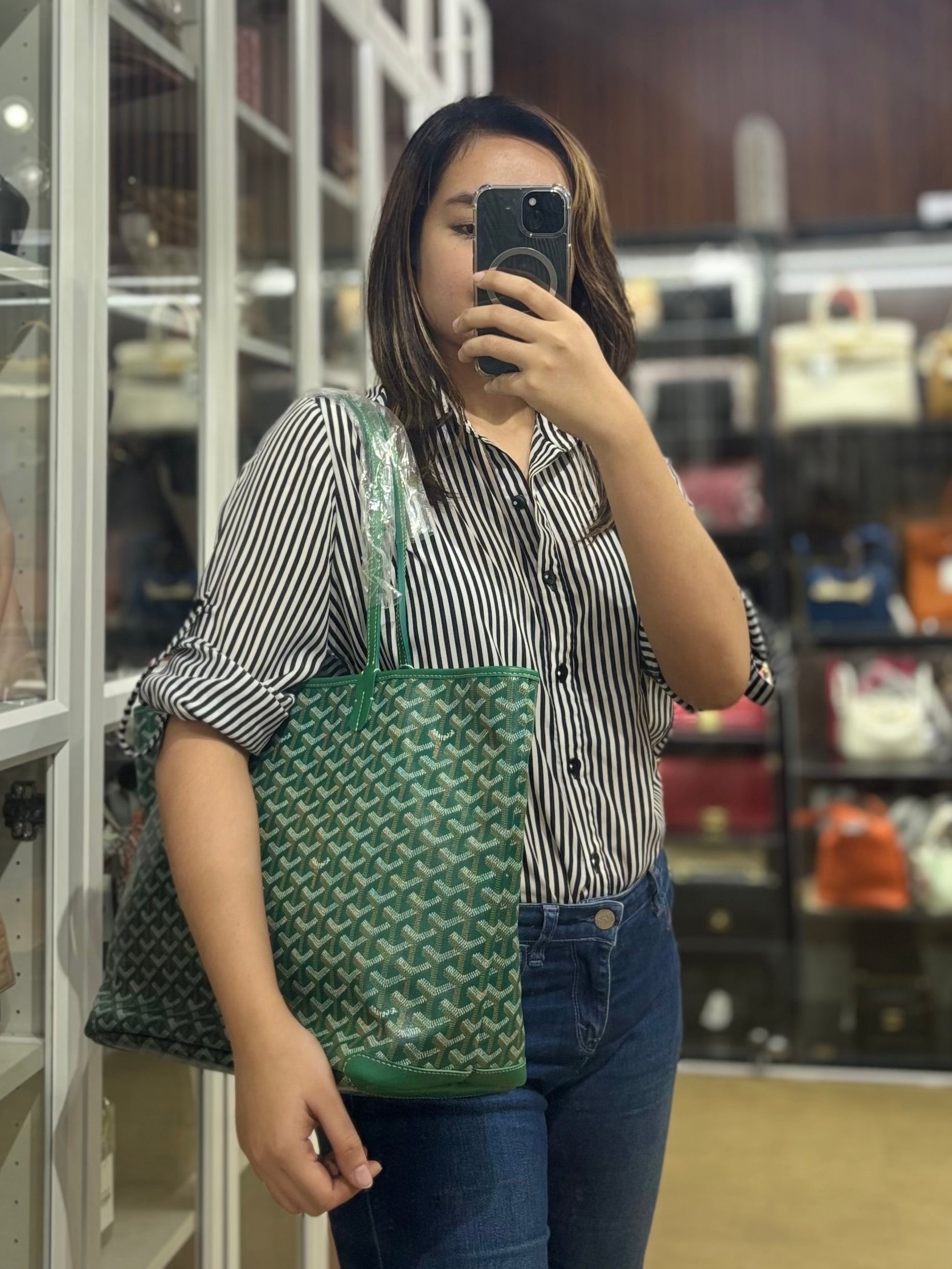 Anjou PM in Green Tote Bag | Purse Maison Luxury Bags Shop