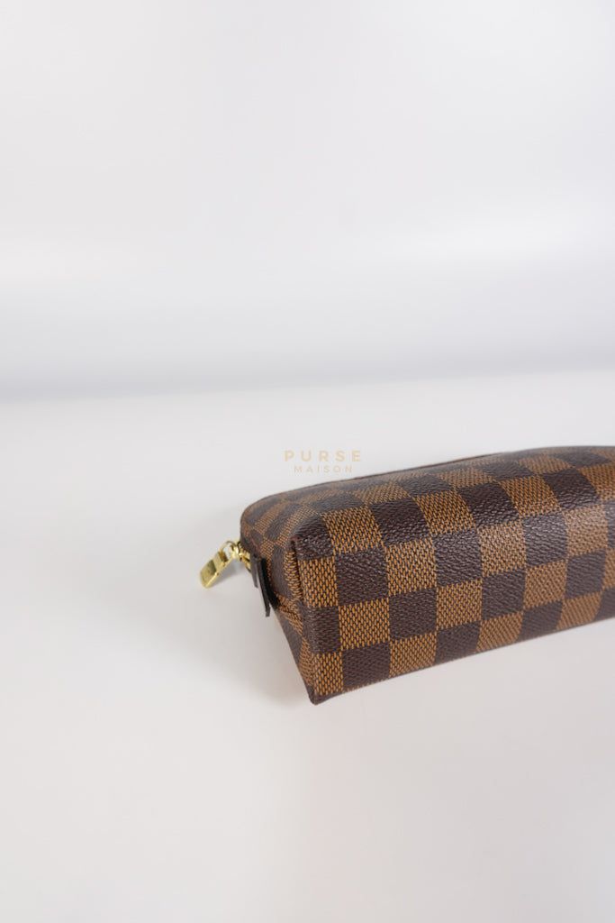 Cosmetic Pouch in Damier Ebene Canvas Red Interior (Date Code: SR3197) | Purse Maison Luxury Bags Shop