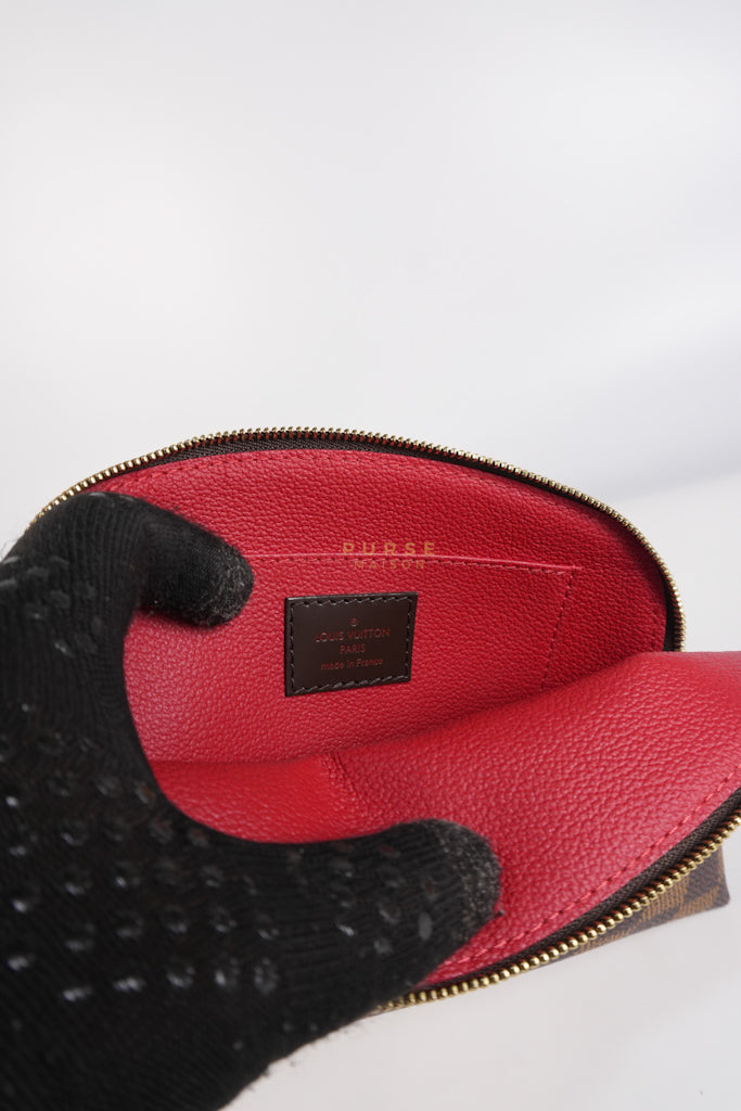 Cosmetic Pouch in Damier Ebene Canvas Red Interior (Date Code: SR3197) | Purse Maison Luxury Bags Shop