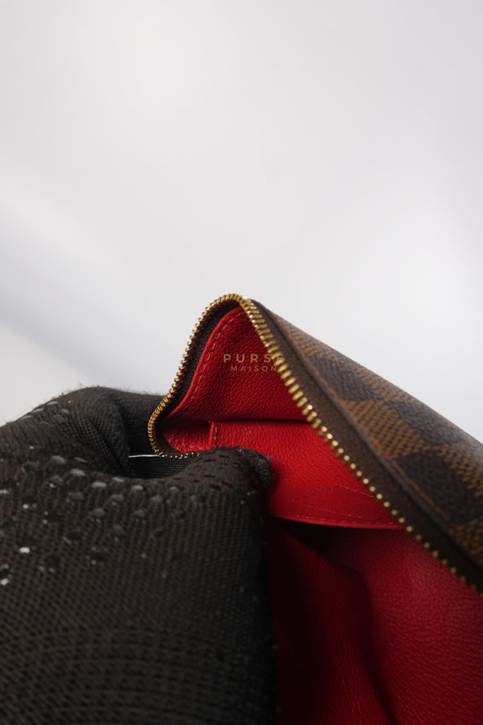 Cosmetic Pouch in Damier Ebene Canvas Red Interior (Date Code: SR3197) | Purse Maison Luxury Bags Shop