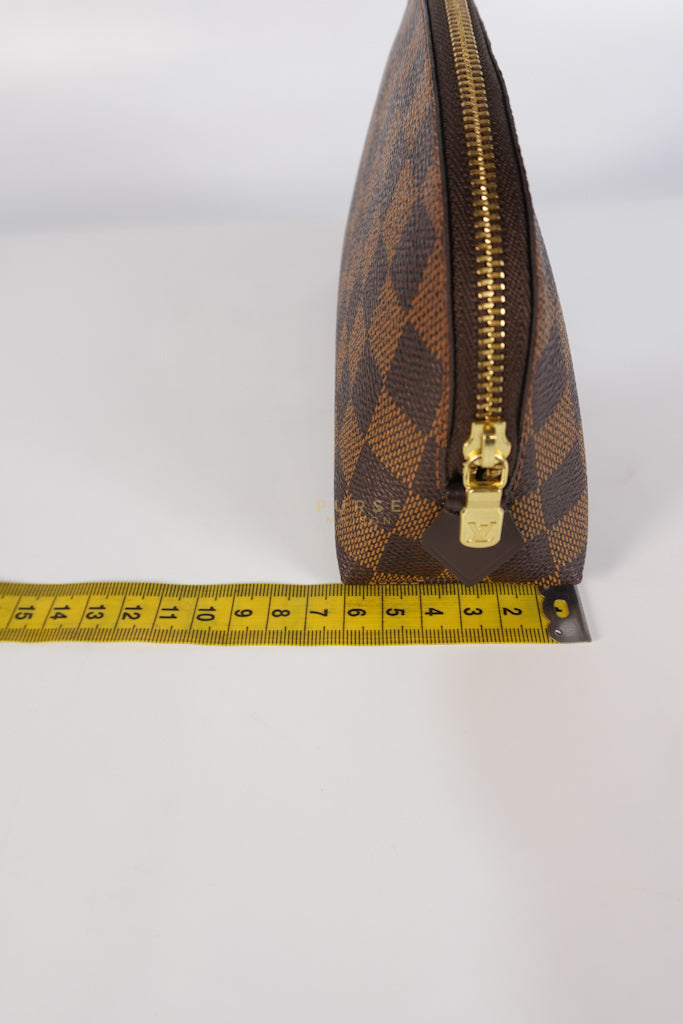 Cosmetic Pouch in Damier Ebene Canvas Red Interior (Date Code: SR3197) | Purse Maison Luxury Bags Shop