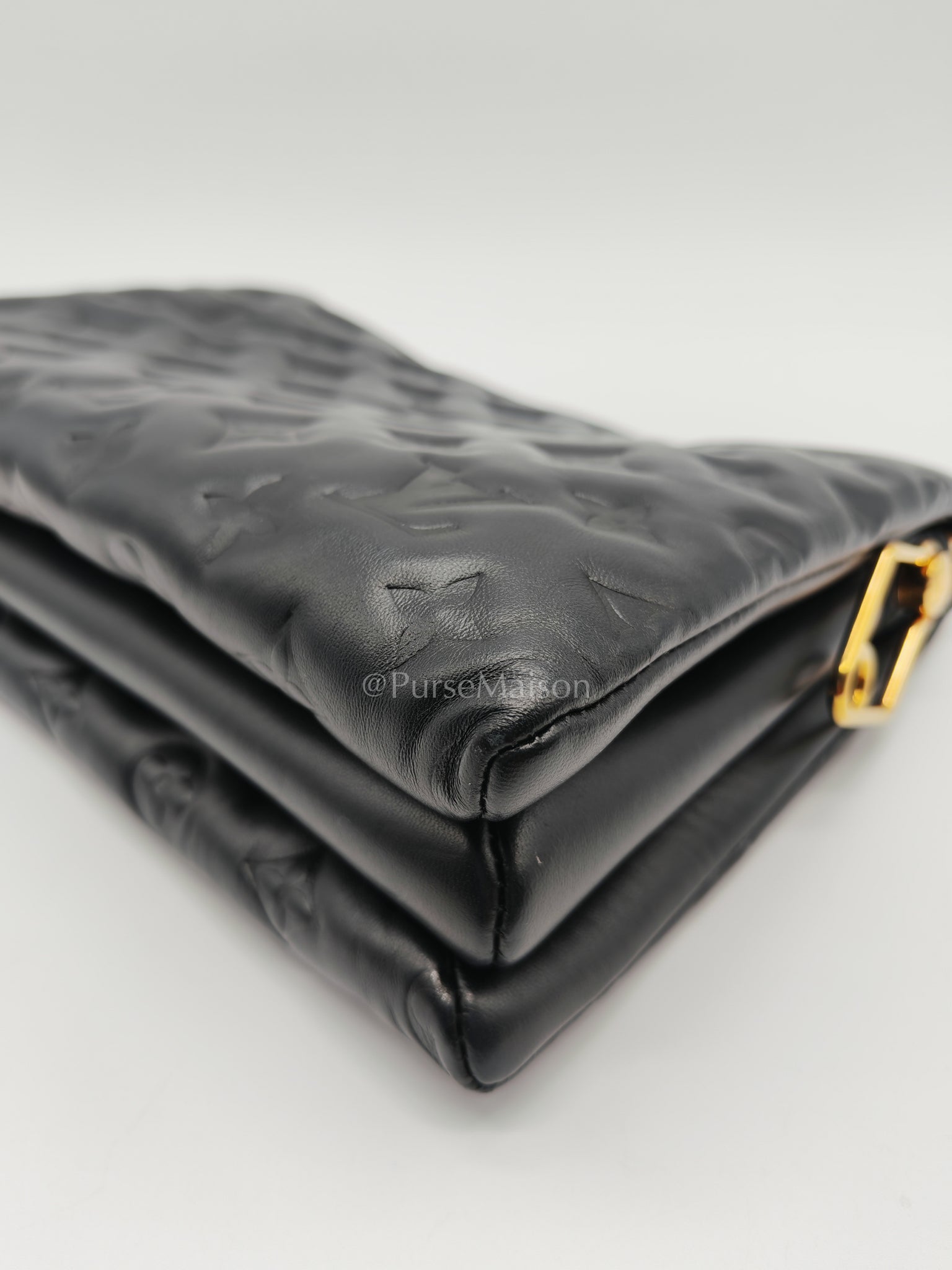 Coussin PM Black Monogram Lambskin Leather in Gold Hardware (Microchip) | Purse Maison Luxury Bags Shop