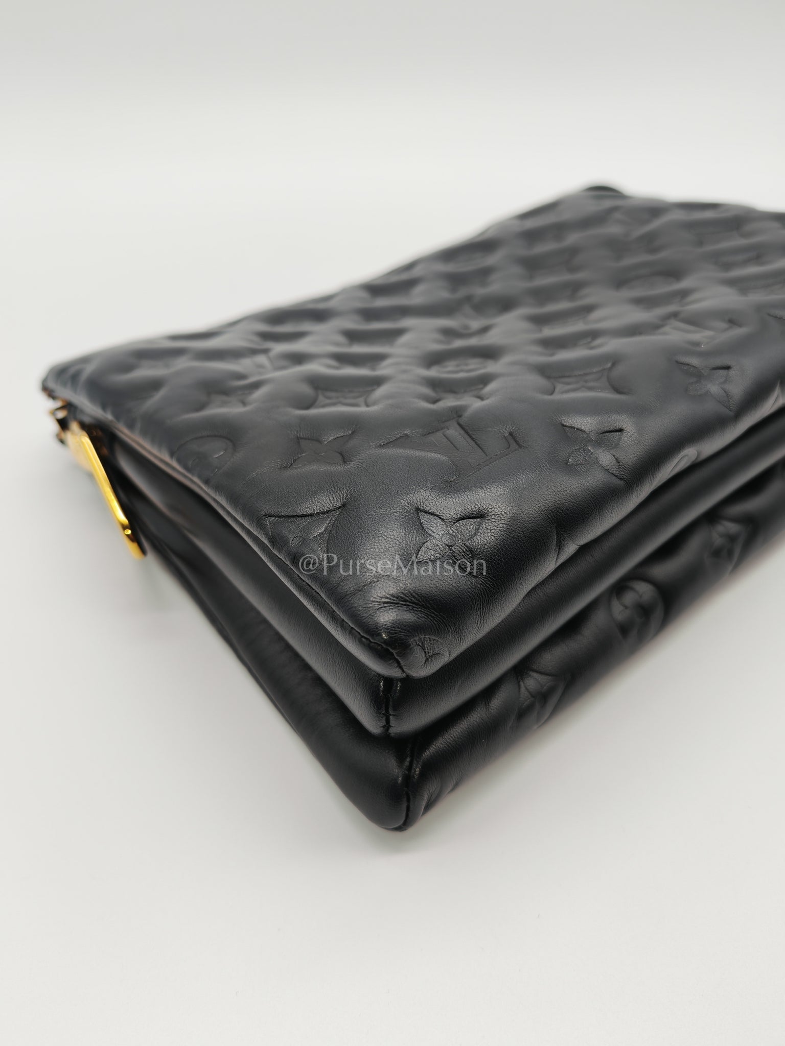 Coussin PM Black Monogram Lambskin Leather in Gold Hardware (Microchip) | Purse Maison Luxury Bags Shop