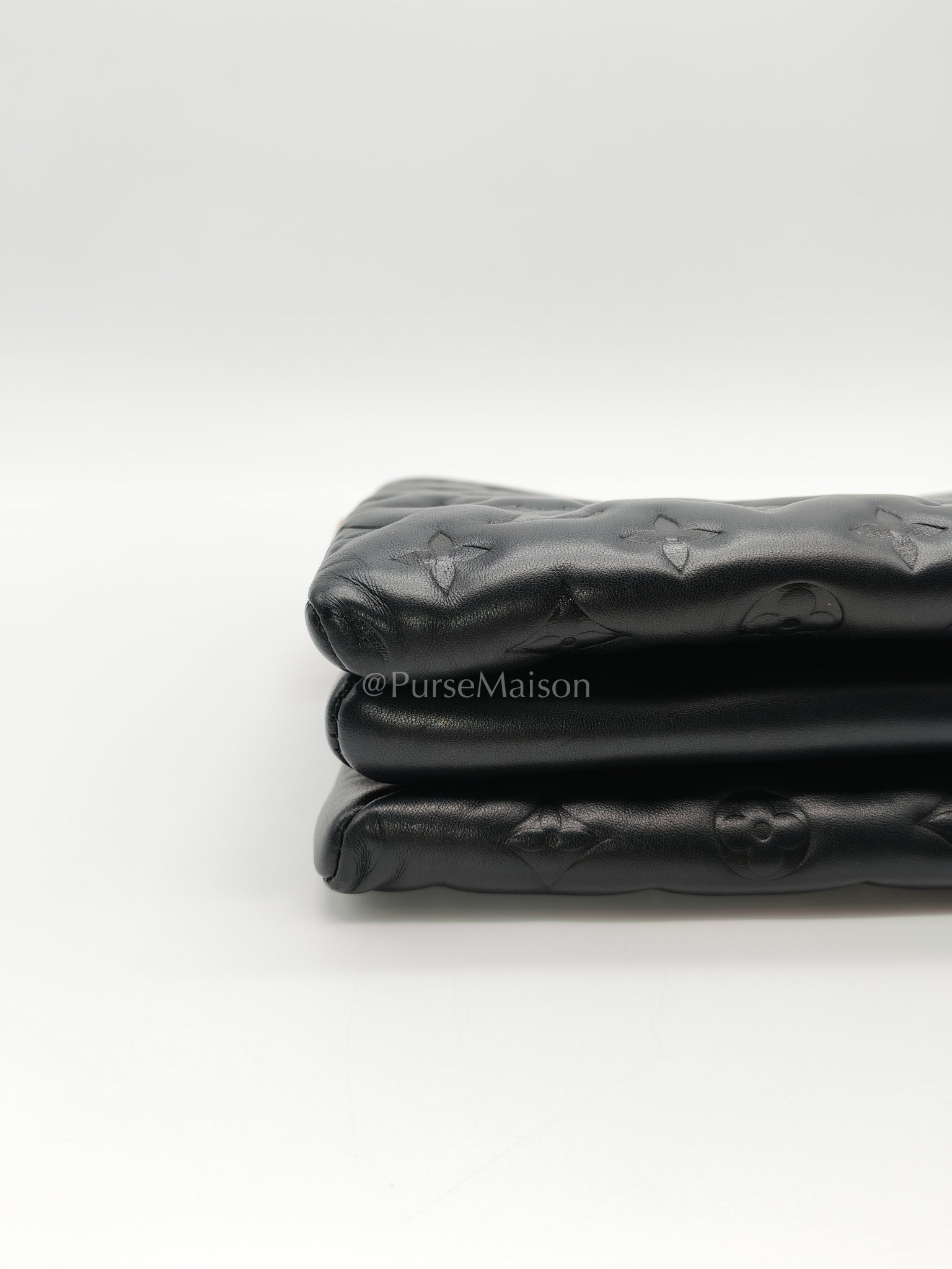 Coussin PM Black Monogram Lambskin Leather in Gold Hardware (Microchip) | Purse Maison Luxury Bags Shop