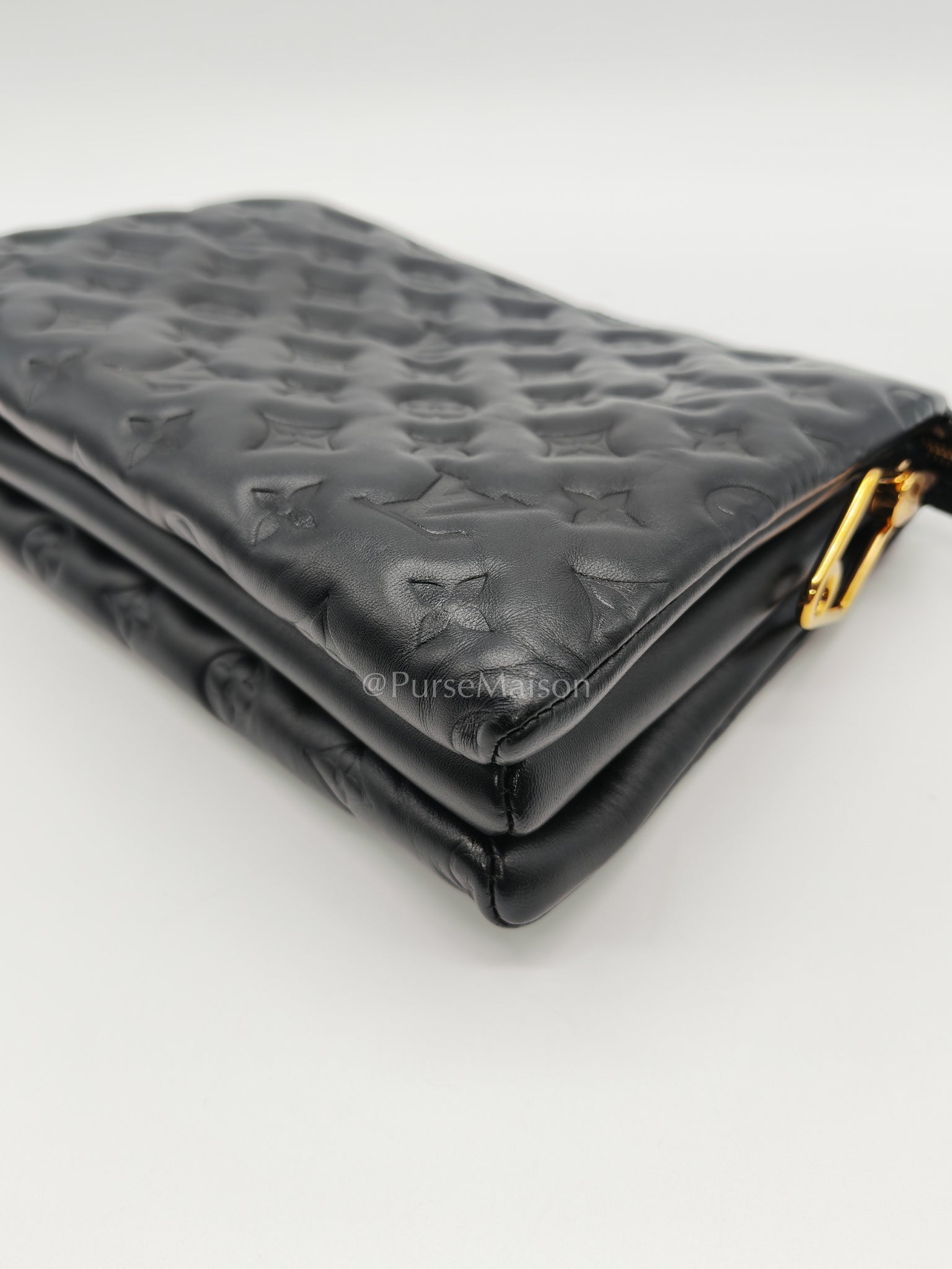 Coussin PM Black Monogram Lambskin Leather in Gold Hardware (Microchip) | Purse Maison Luxury Bags Shop