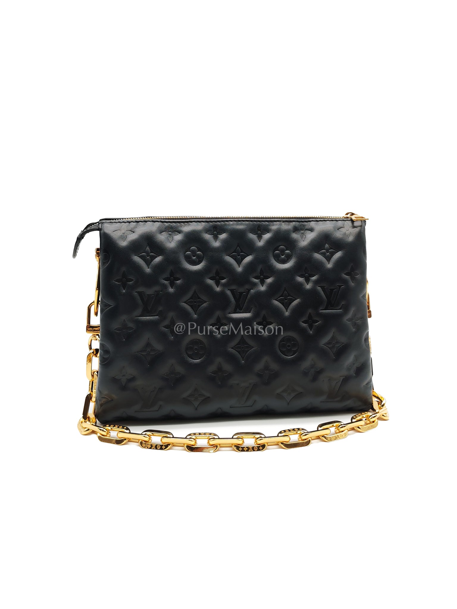 Coussin PM Black Monogram Lambskin Leather in Gold Hardware (Microchip) | Purse Maison Luxury Bags Shop