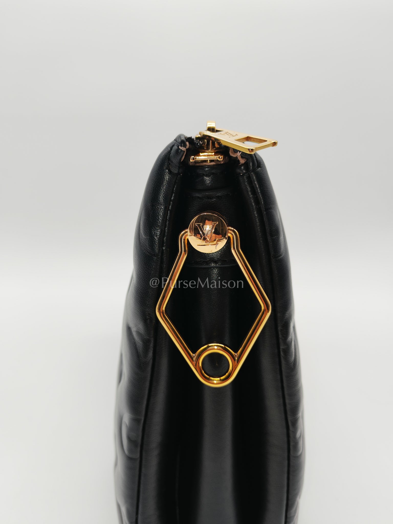 Coussin PM Black Monogram Lambskin Leather in Gold Hardware (Microchip) | Purse Maison Luxury Bags Shop
