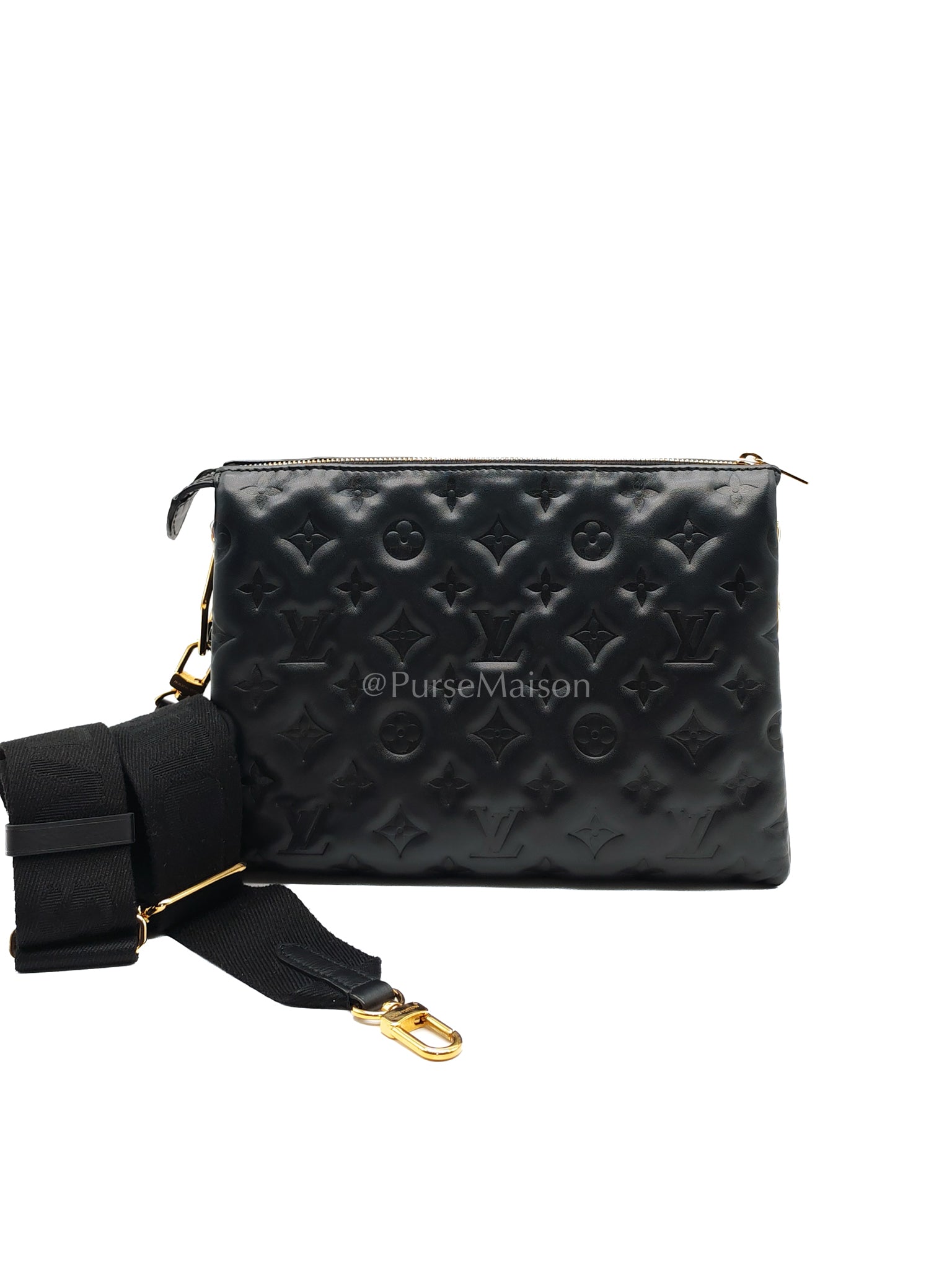 Coussin PM Black Monogram Lambskin Leather in Gold Hardware (Microchip) | Purse Maison Luxury Bags Shop