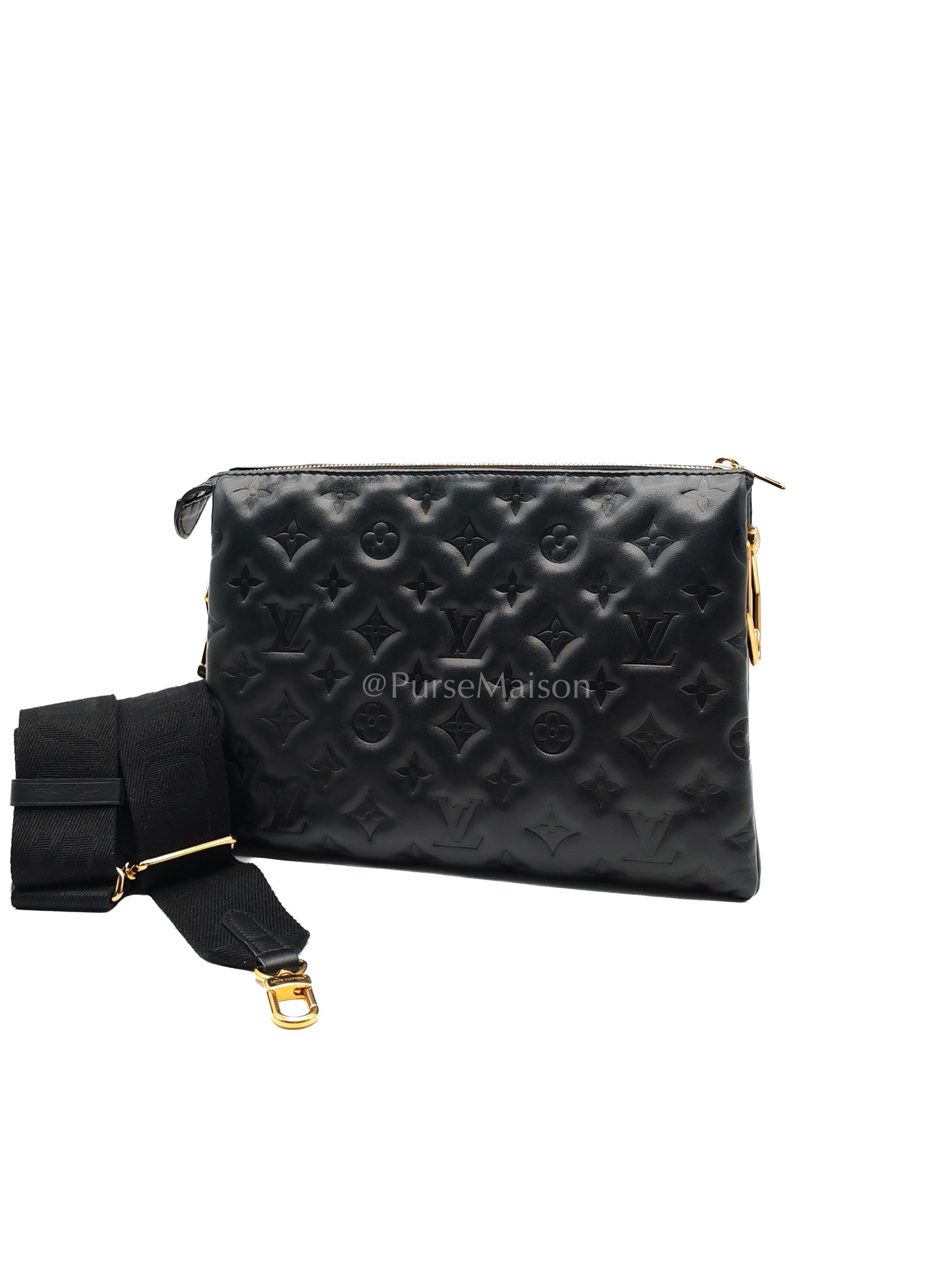 Coussin PM Black Monogram Lambskin Leather in Gold Hardware (Microchip) | Purse Maison Luxury Bags Shop