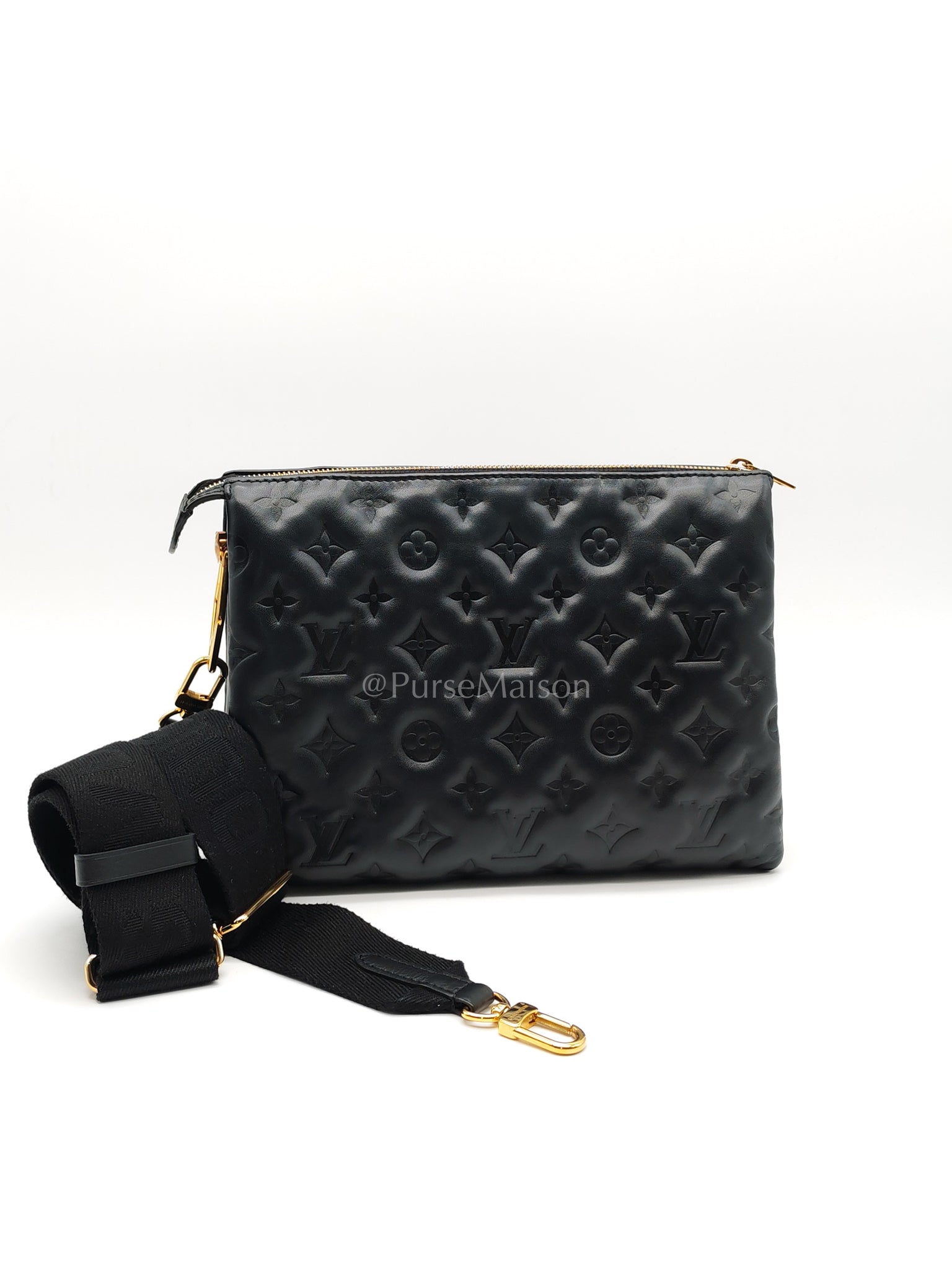 Coussin PM Black Monogram Lambskin Leather in Gold Hardware (Microchip) | Purse Maison Luxury Bags Shop