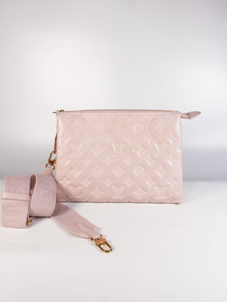 Coussin PM Rose Pink in Embossed Monogram Calfskin Leather (Microchip) | Purse Maison Luxury Bags Shop