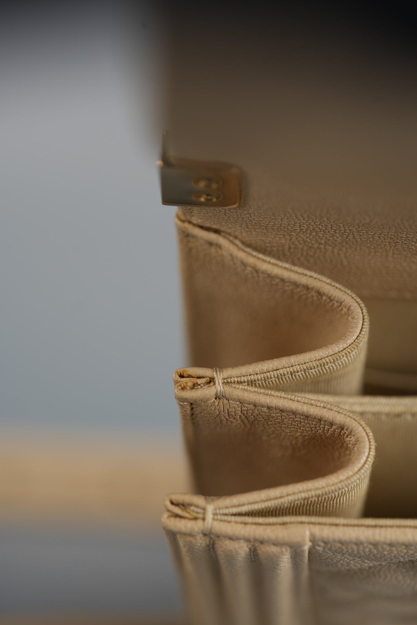 Cruise Boy North South in Light Beige Caviar Leather and Light Gold Hardware Series 29 | Purse Maison Luxury Bags Shop