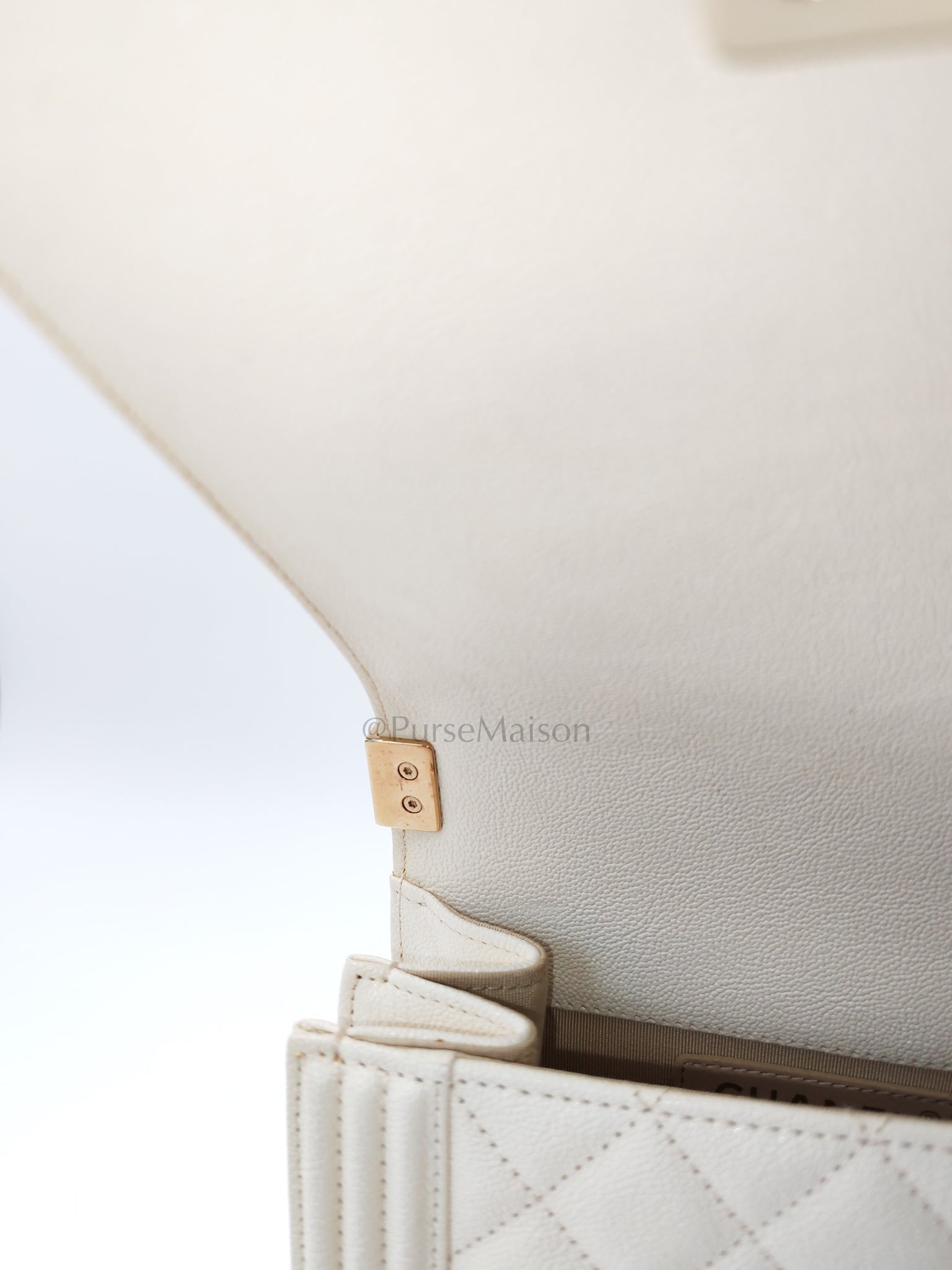 Cruise Boy North South in Off White Caviar Leather and Light Gold Hardware Series 28 | Purse Maison Luxury Bags Shop