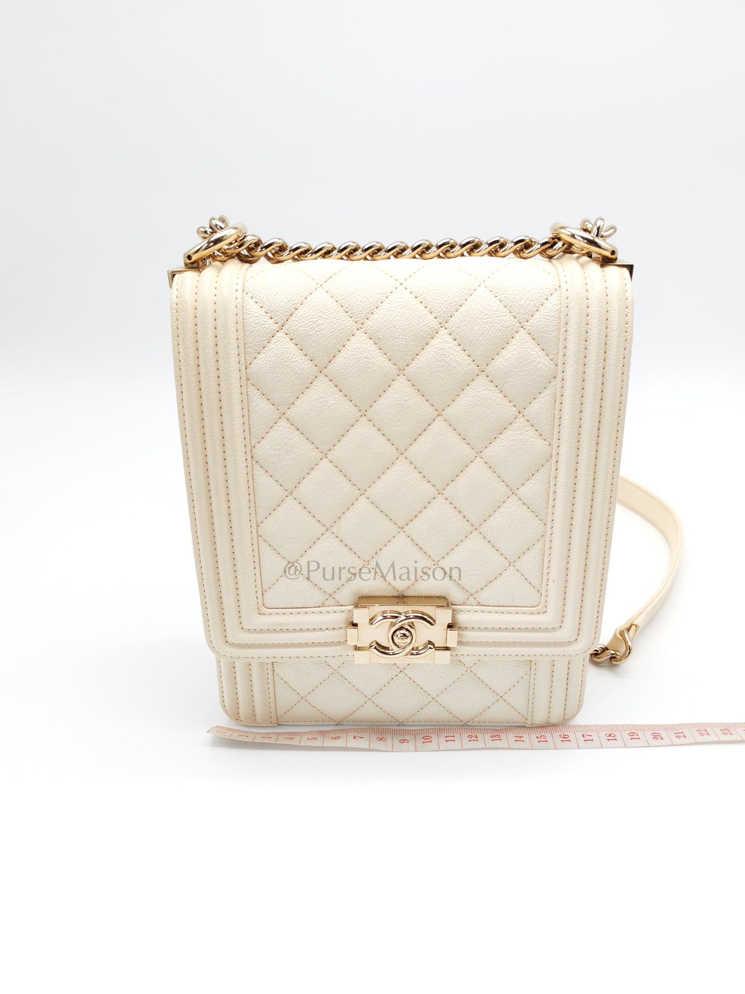 Cruise Boy North South in Off White Caviar Leather and Light Gold Hardware Series 28 | Purse Maison Luxury Bags Shop