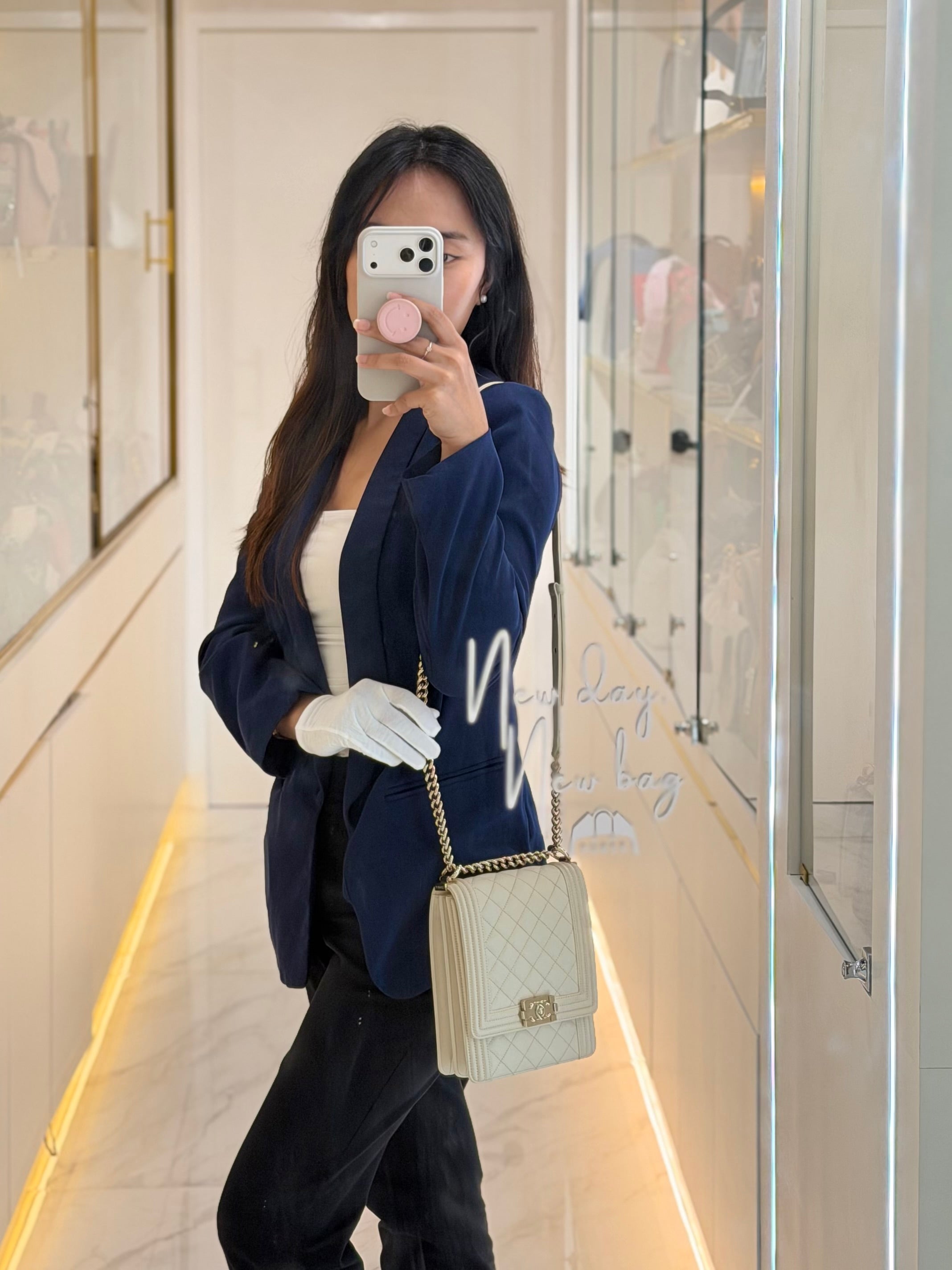 Cruise Boy North South in Off White Caviar Leather and Light Gold Hardware Series 28 | Purse Maison Luxury Bags Shop