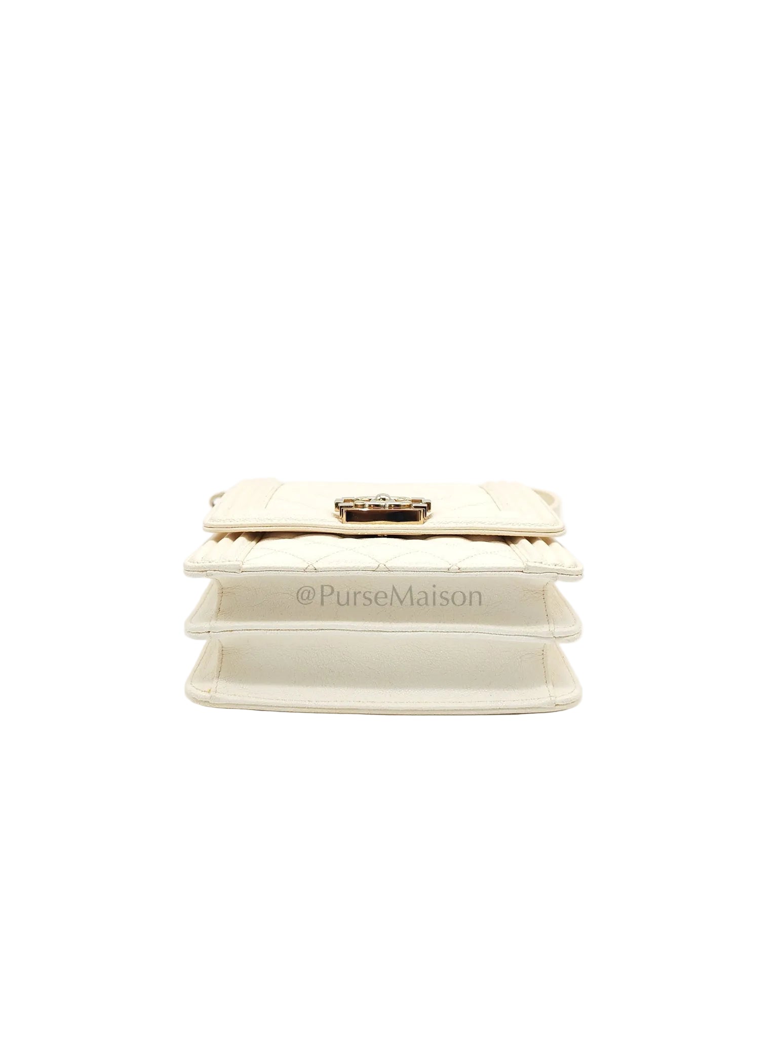 Cruise Boy North South in Off White Caviar Leather and Light Gold Hardware Series 28 | Purse Maison Luxury Bags Shop