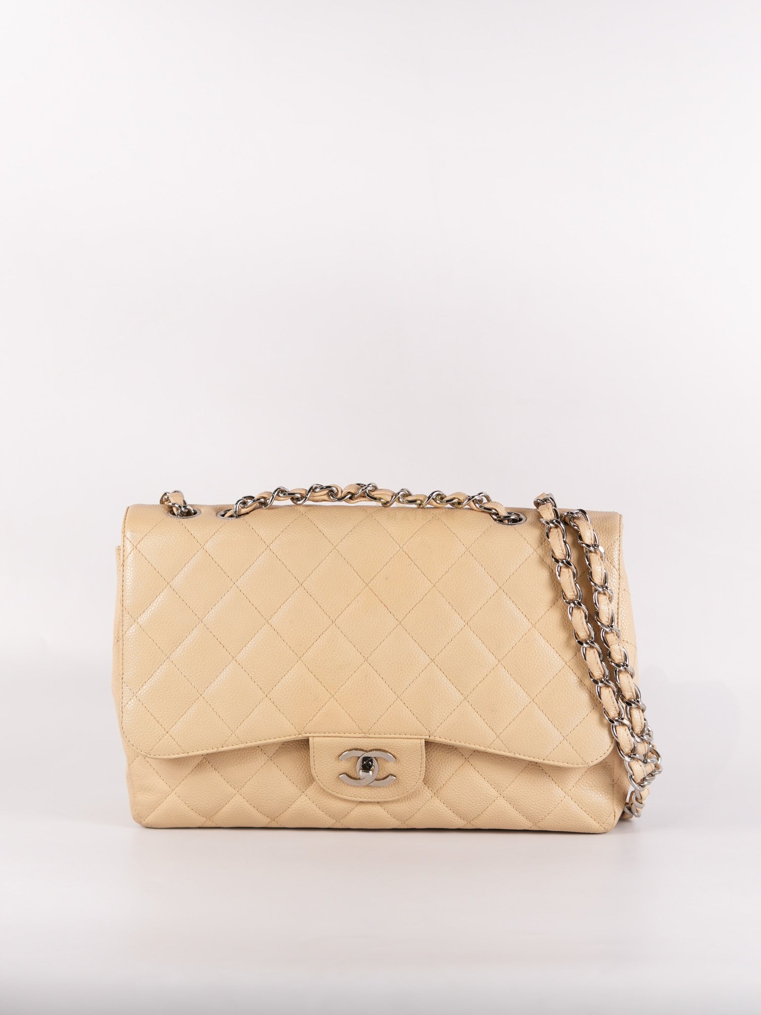 Classic Single Flap Jumbo in Beige Clair and Silver Hardware Series 12