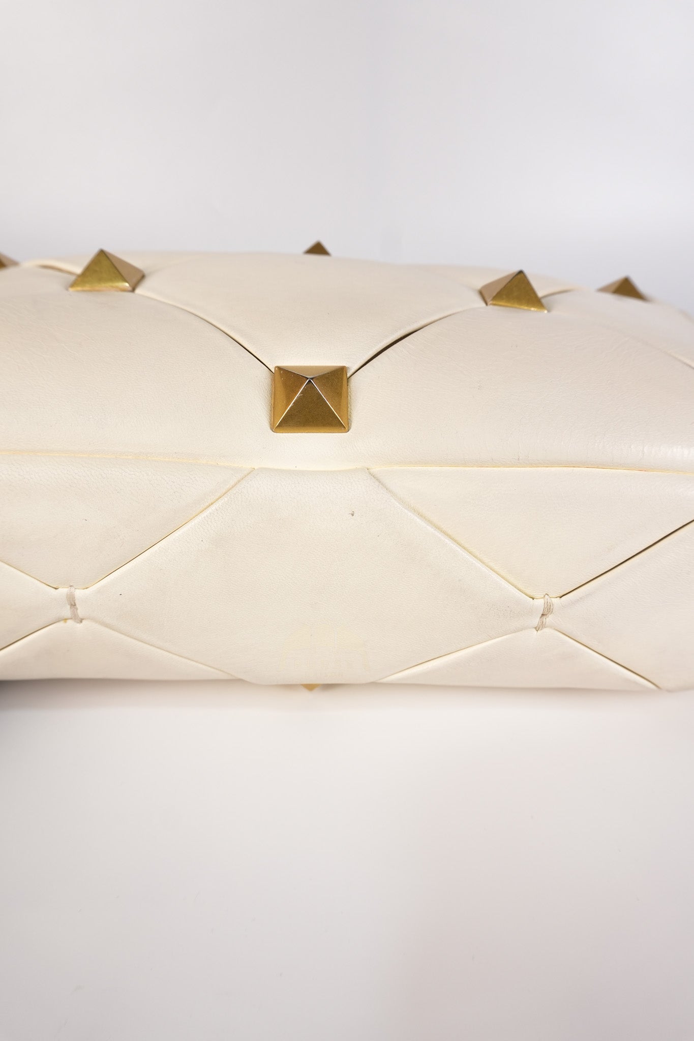 Roman Stud Top Handle Off White Nappa Leather Crossbody Bag