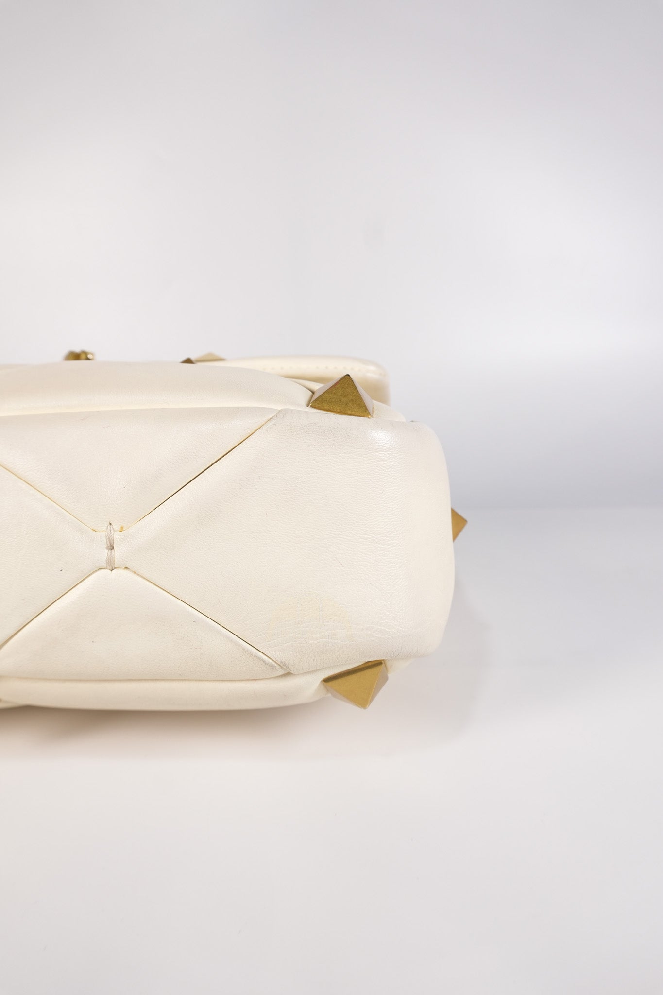 Roman Stud Top Handle Off White Nappa Leather Crossbody Bag