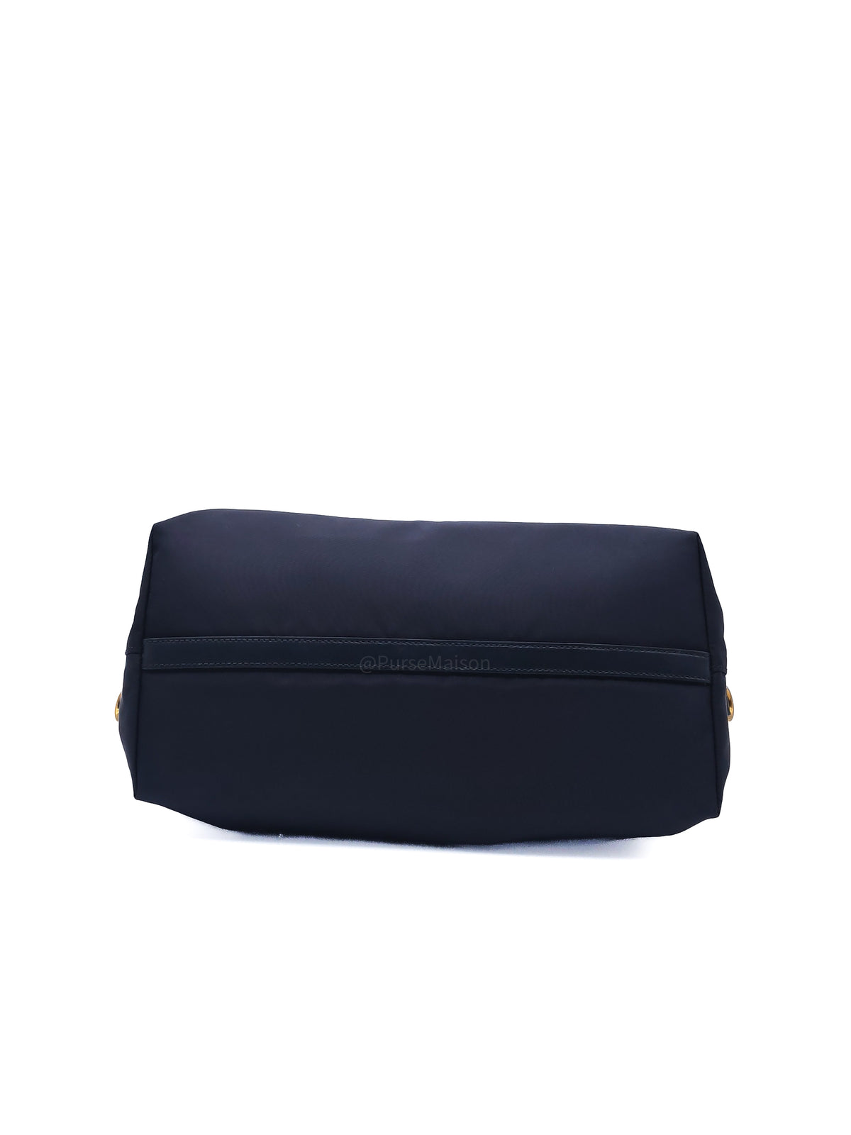 Prada 1BA104 Two-way Bag in Navy Blue Tessuto Nylon & Calfskin Leather Gold Hardware