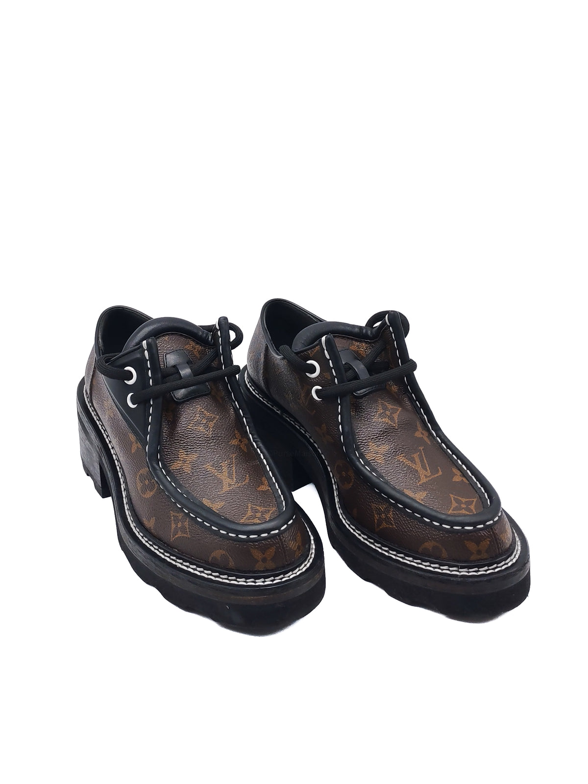 Louis Vuitton Beaubourg Platform Derby Shoes in Monogram Canvas Size 38 EU (25 cm)