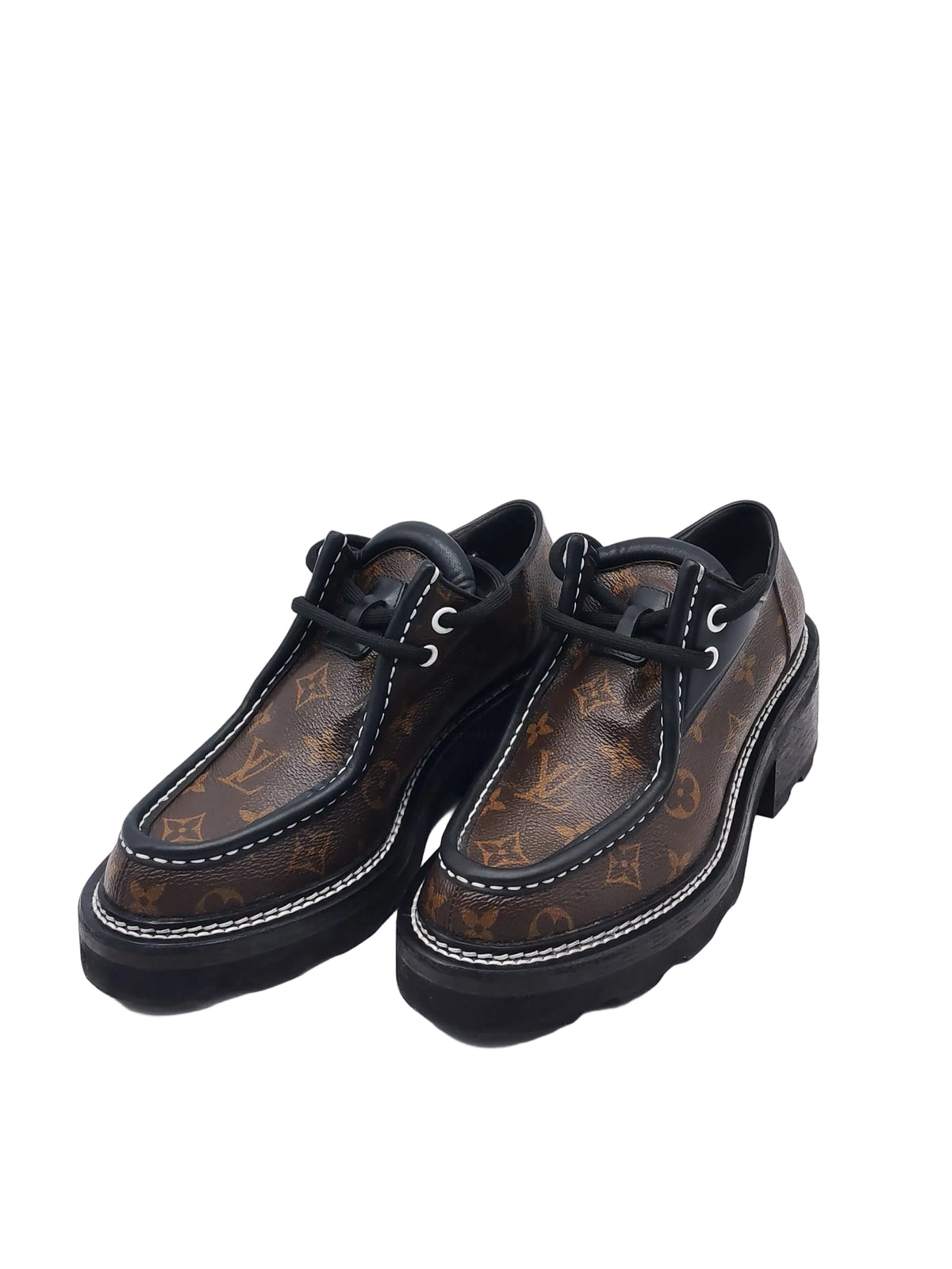 Louis Vuitton Beaubourg Platform Derby Shoes in Monogram Canvas Size 38 EU (25 cm)