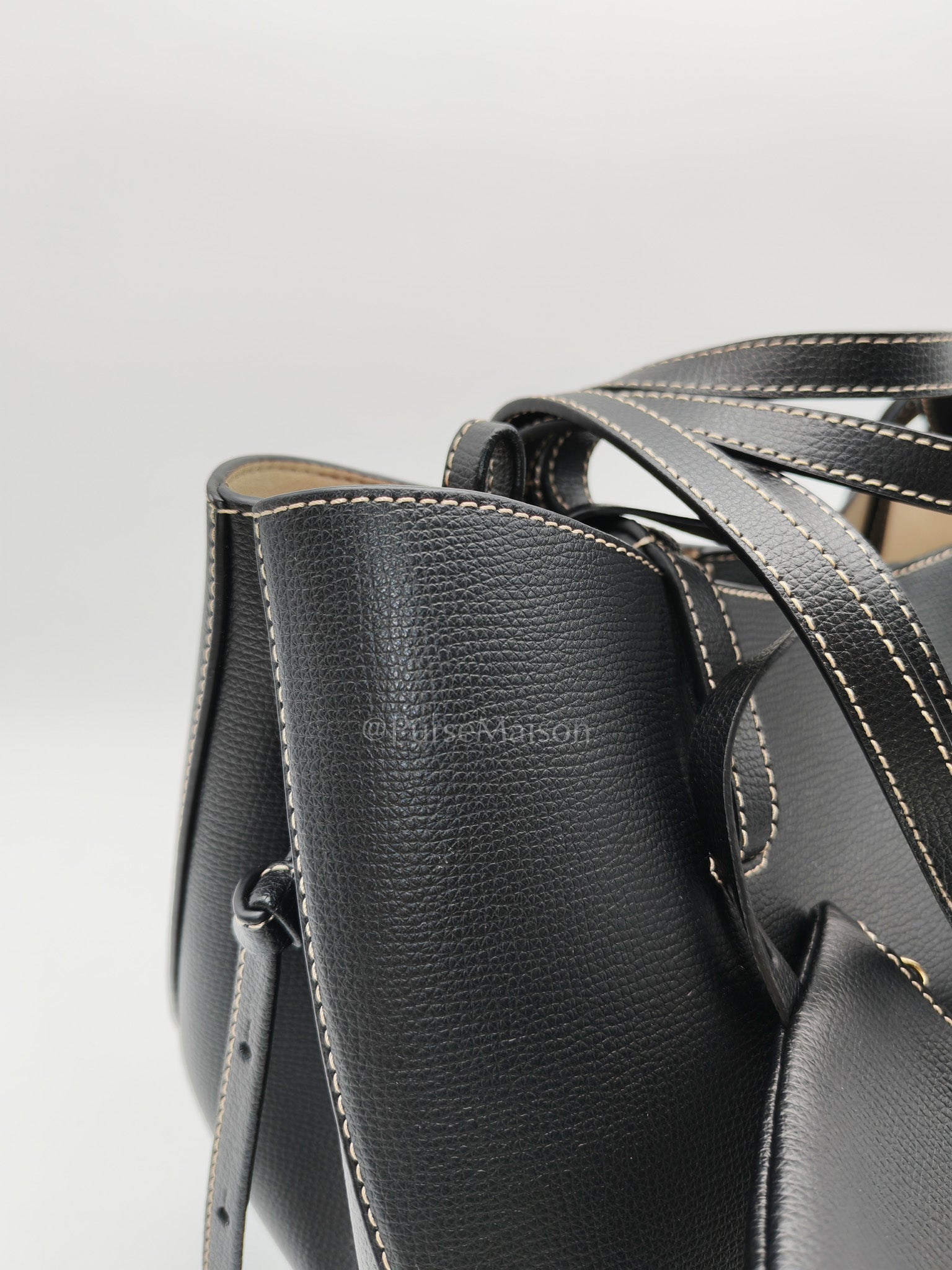 Cyme Mini in Black Grained Leather Tote Bag | Purse Maison Luxury Bags Shop