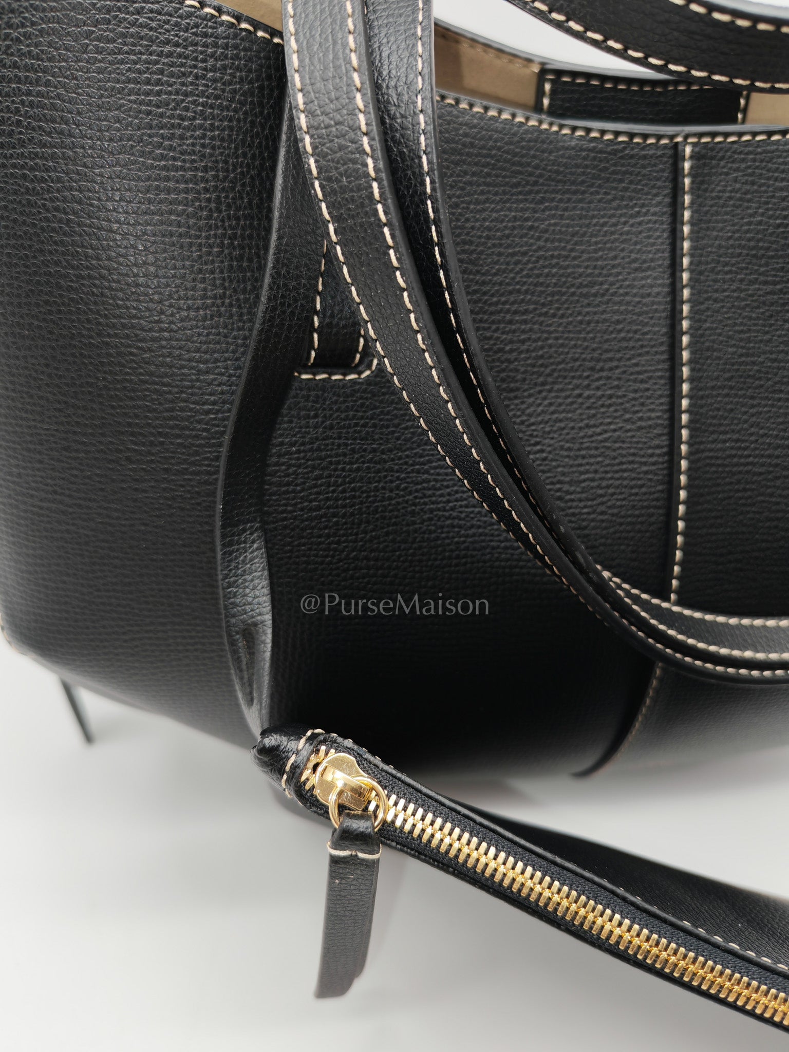 Cyme Mini in Black Grained Leather Tote Bag | Purse Maison Luxury Bags Shop