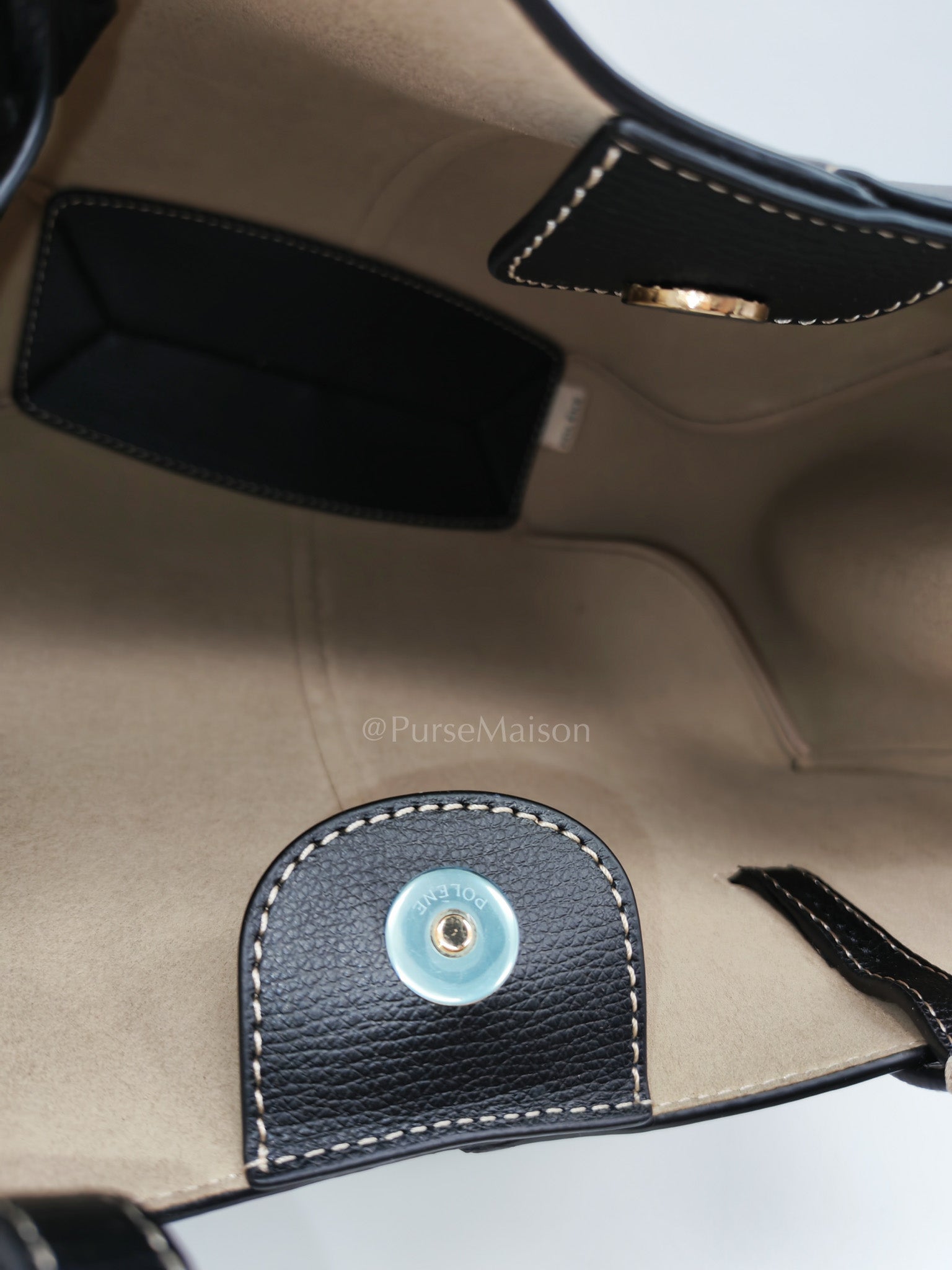 Cyme Mini in Black Grained Leather Tote Bag | Purse Maison Luxury Bags Shop
