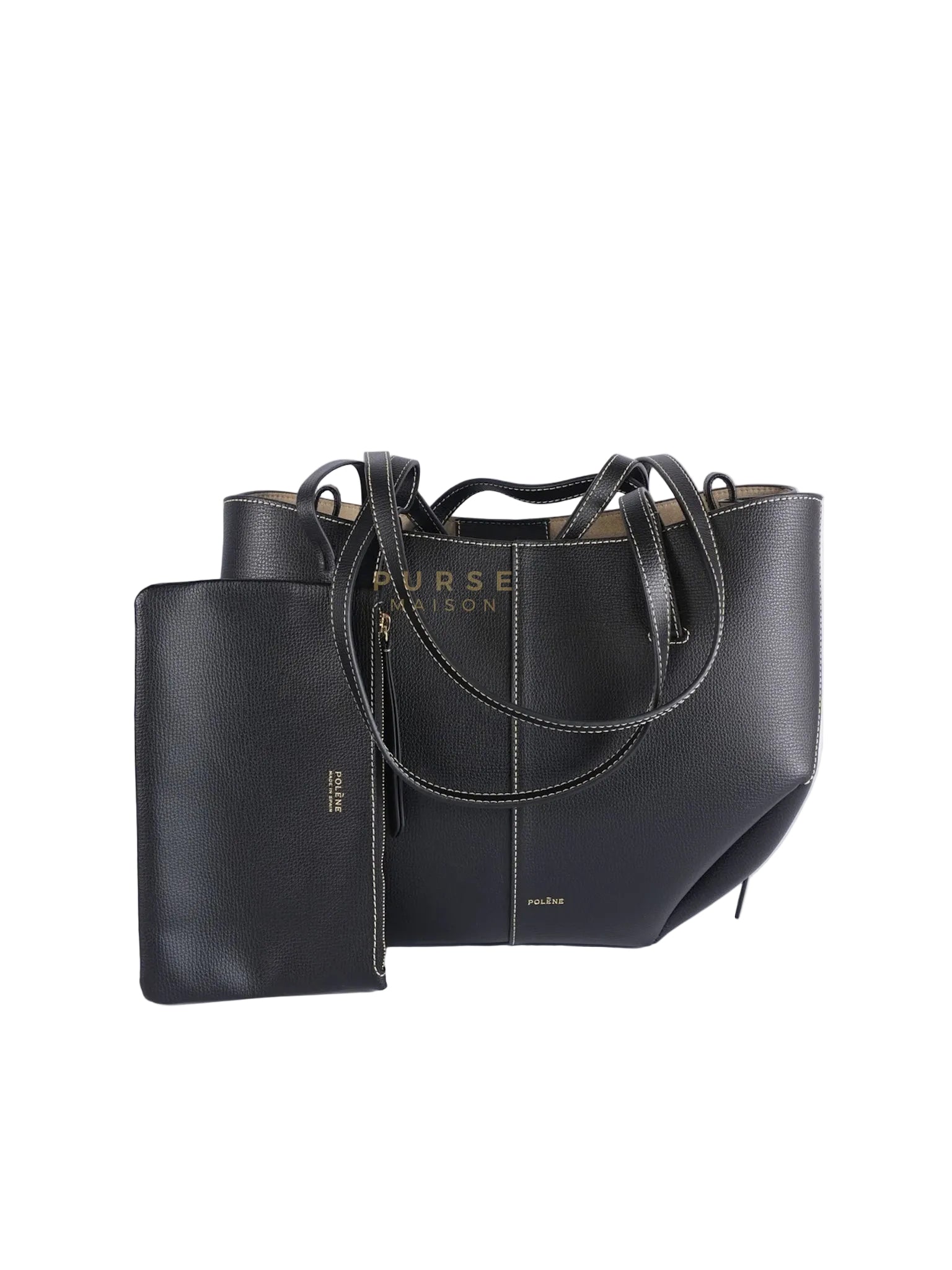 Cyme Mini in Black Grained Leather Tote Bag | Purse Maison Luxury Bags Shop