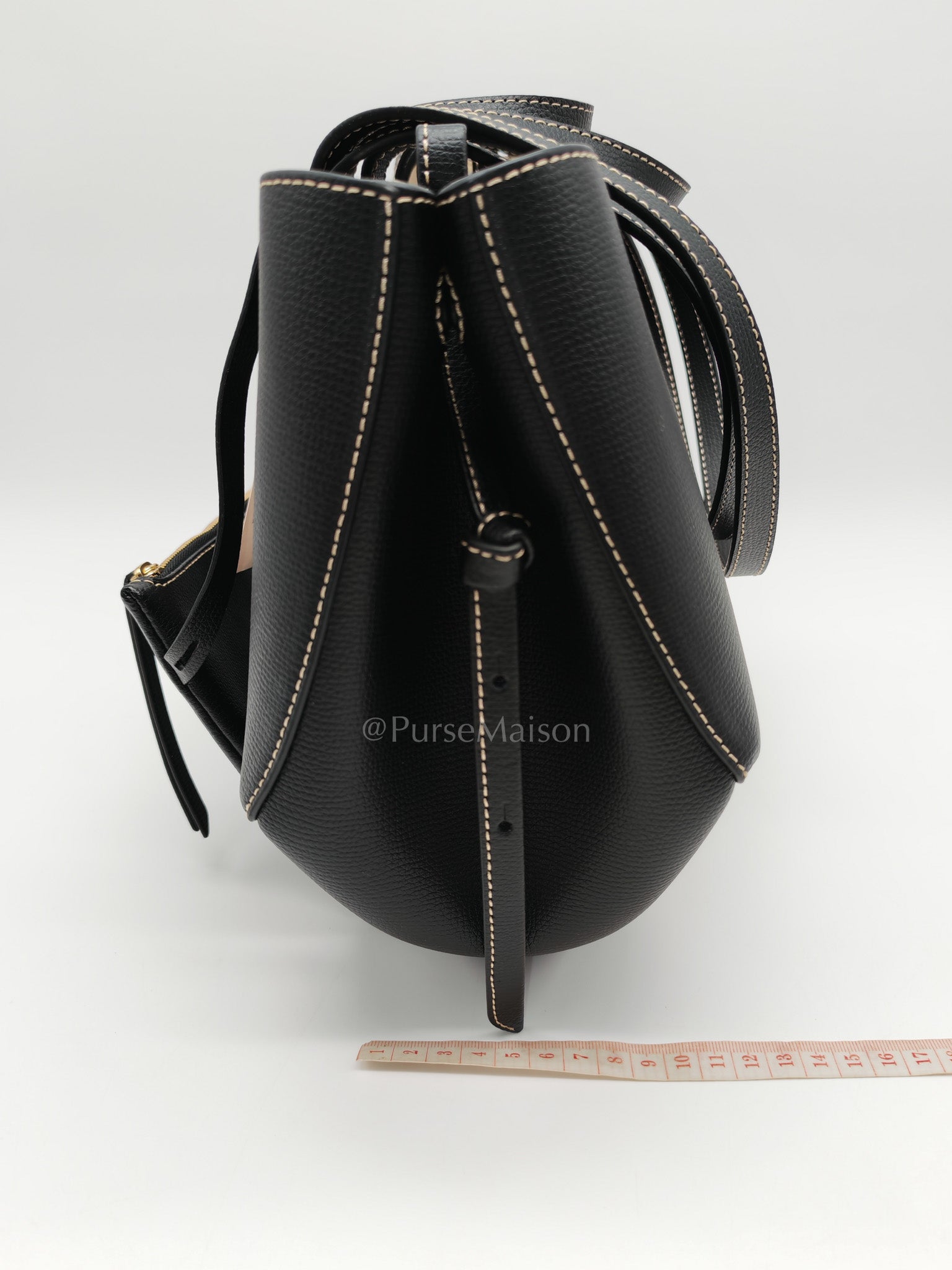 Cyme Mini in Black Grained Leather Tote Bag | Purse Maison Luxury Bags Shop