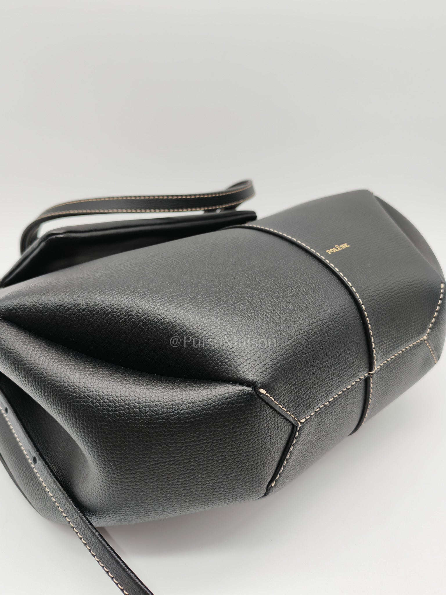 Cyme Mini in Black Grained Leather Tote Bag | Purse Maison Luxury Bags Shop