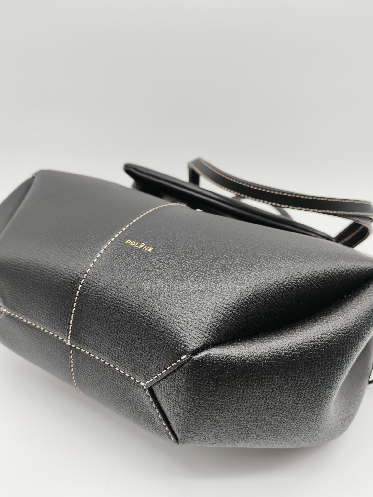 Cyme Mini in Black Grained Leather Tote Bag | Purse Maison Luxury Bags Shop
