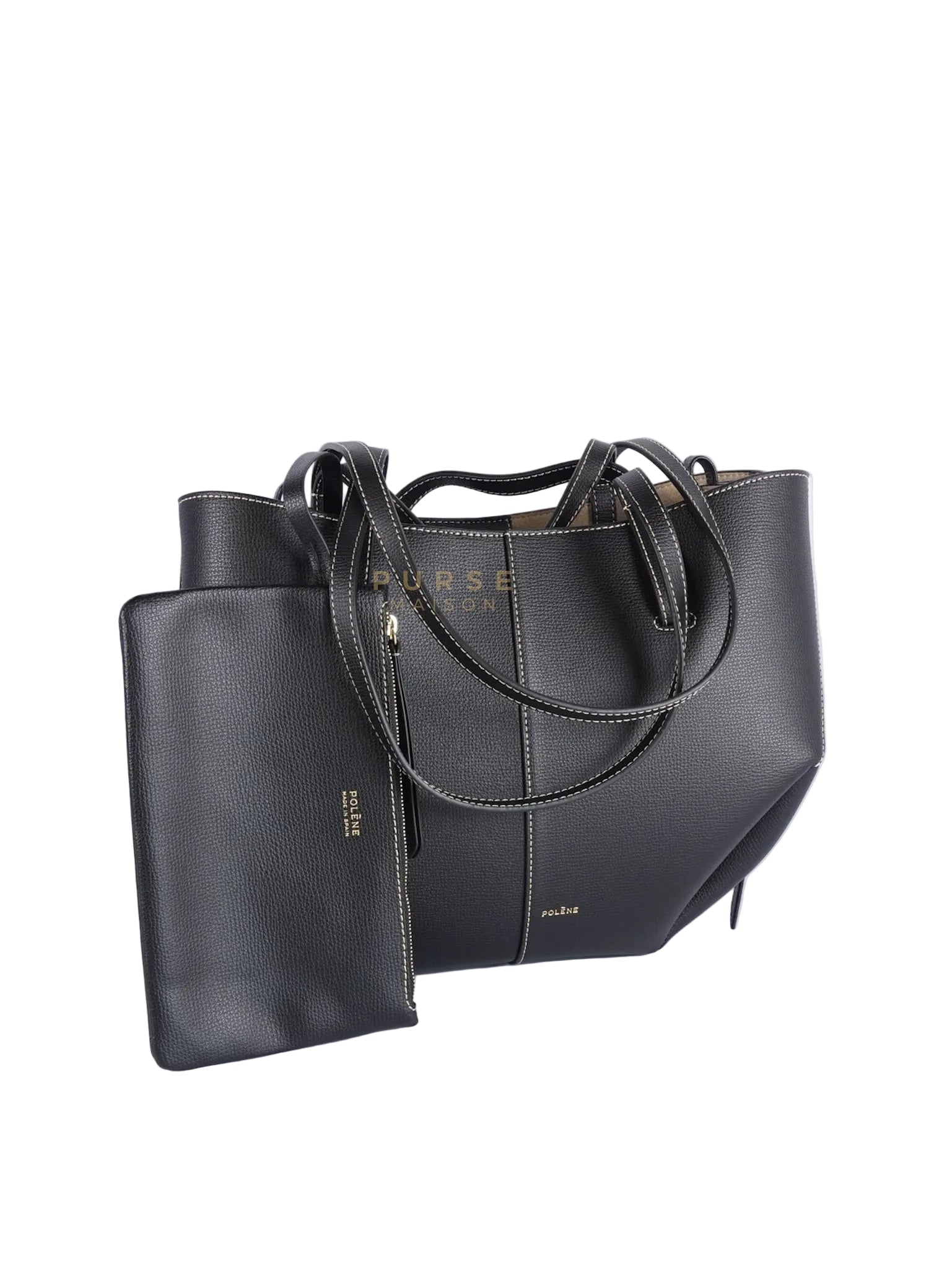 Cyme Mini in Black Grained Leather Tote Bag | Purse Maison Luxury Bags Shop