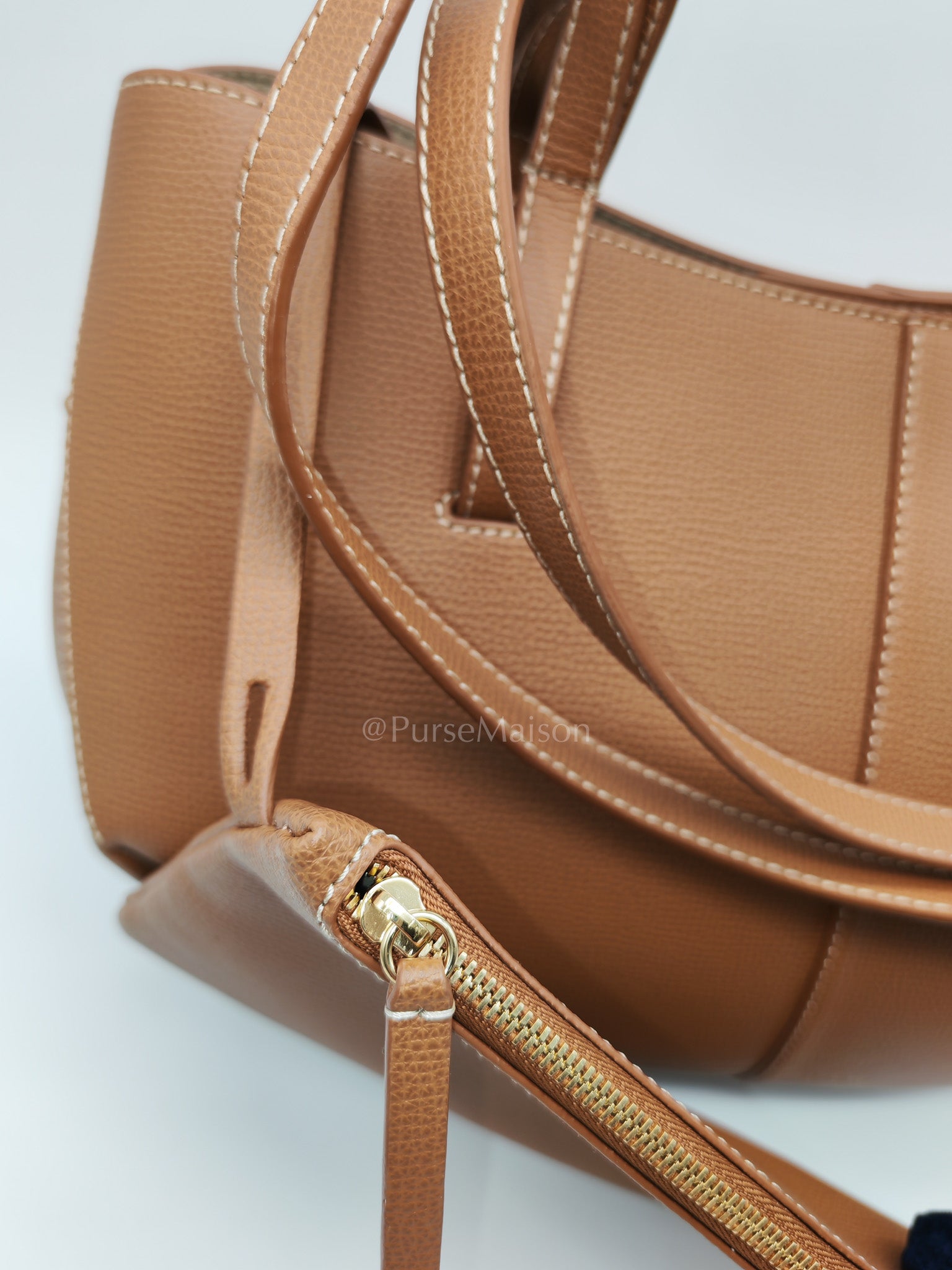 Cyme Mini in Camel Grained Leather | Purse Maison Luxury Bags Shop