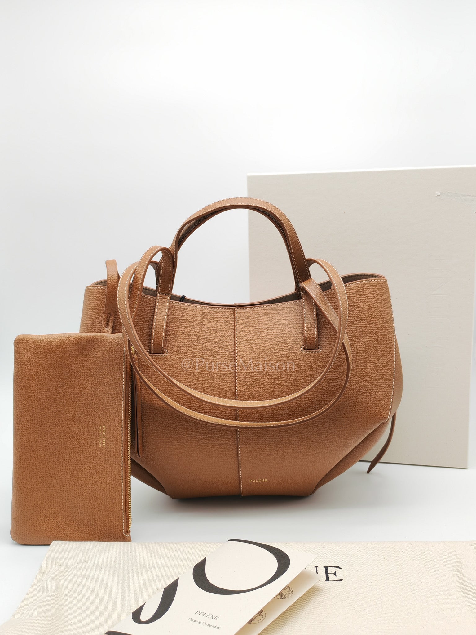 Cyme Mini in Camel Grained Leather | Purse Maison Luxury Bags Shop