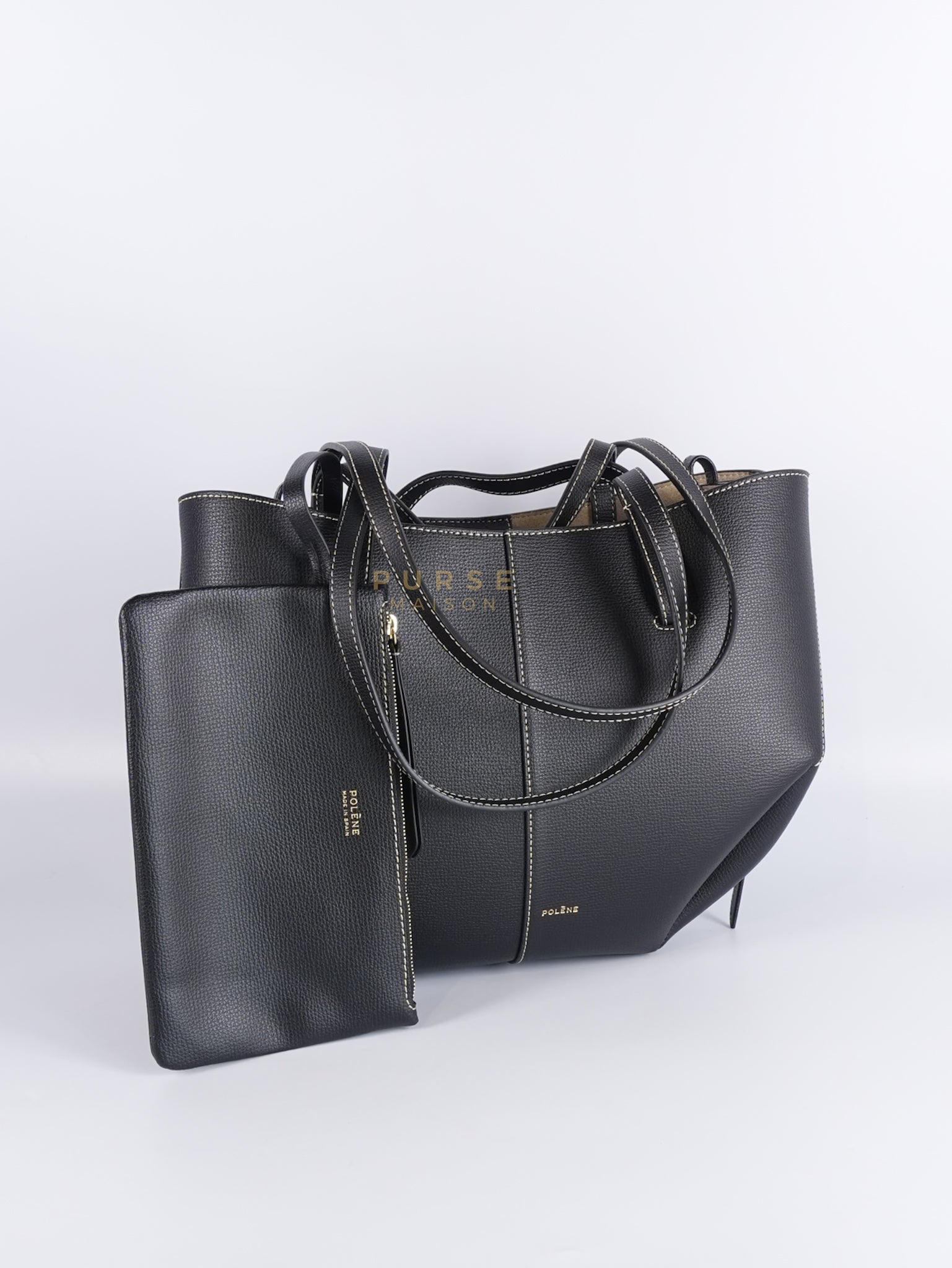 Cyme Mini In Noir Courtures Ecrues Graine Leather | Purse Maison Luxury Bags Shop