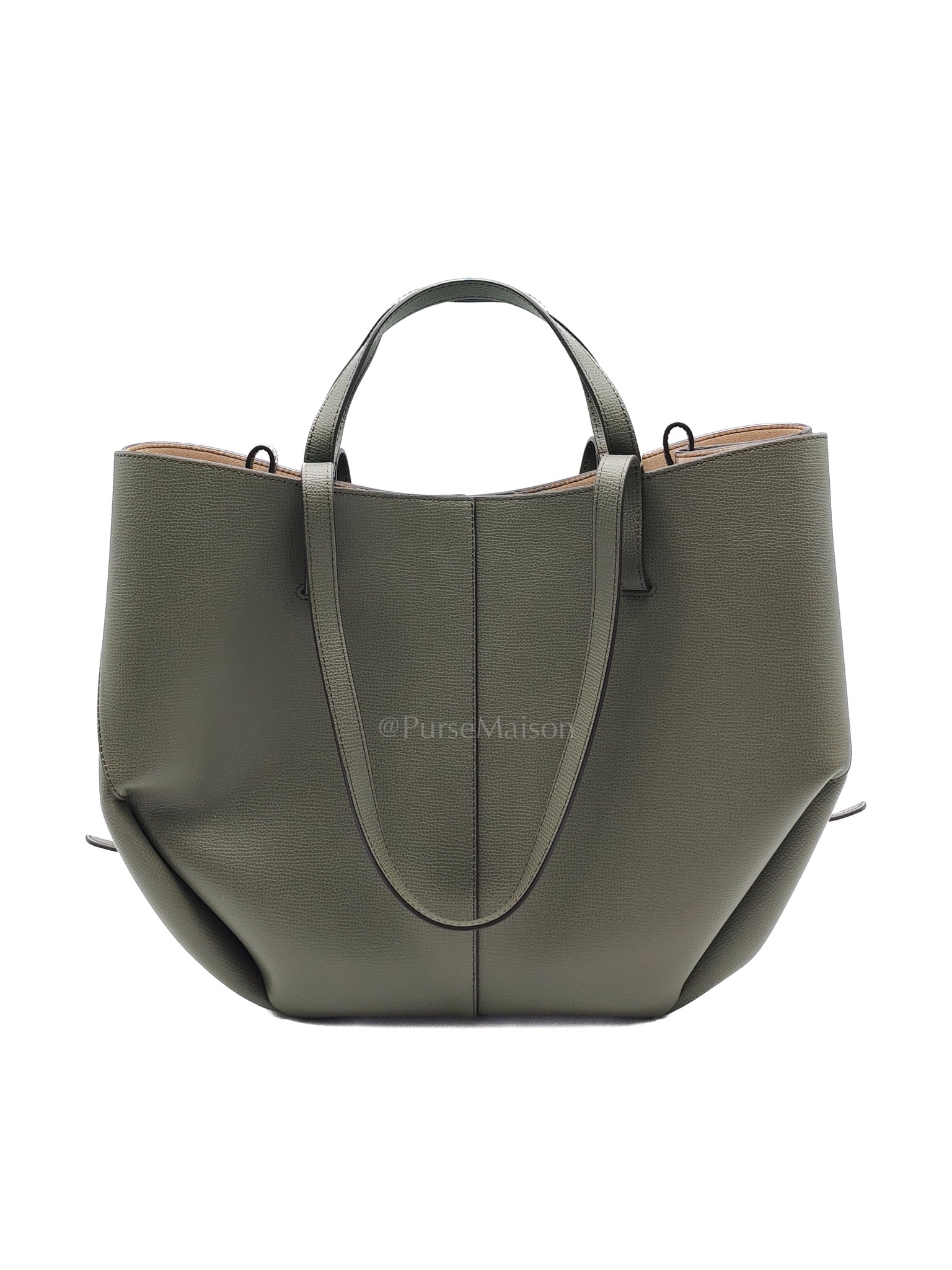 Cyme Shoulder Bag Large in Smoky Green Texture Leather | Purse Maison Luxury Bags Shop