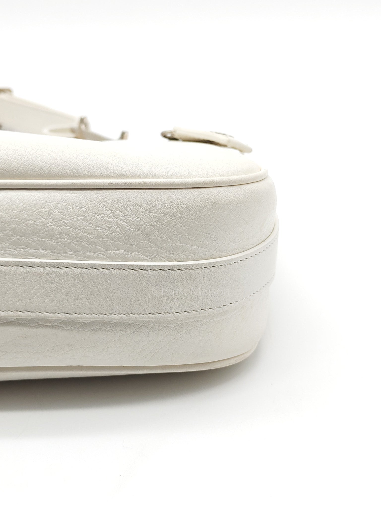 D Charm Pochette Shoulder Bag in White & Silver Hardware | Purse Maison Luxury Bags Shop
