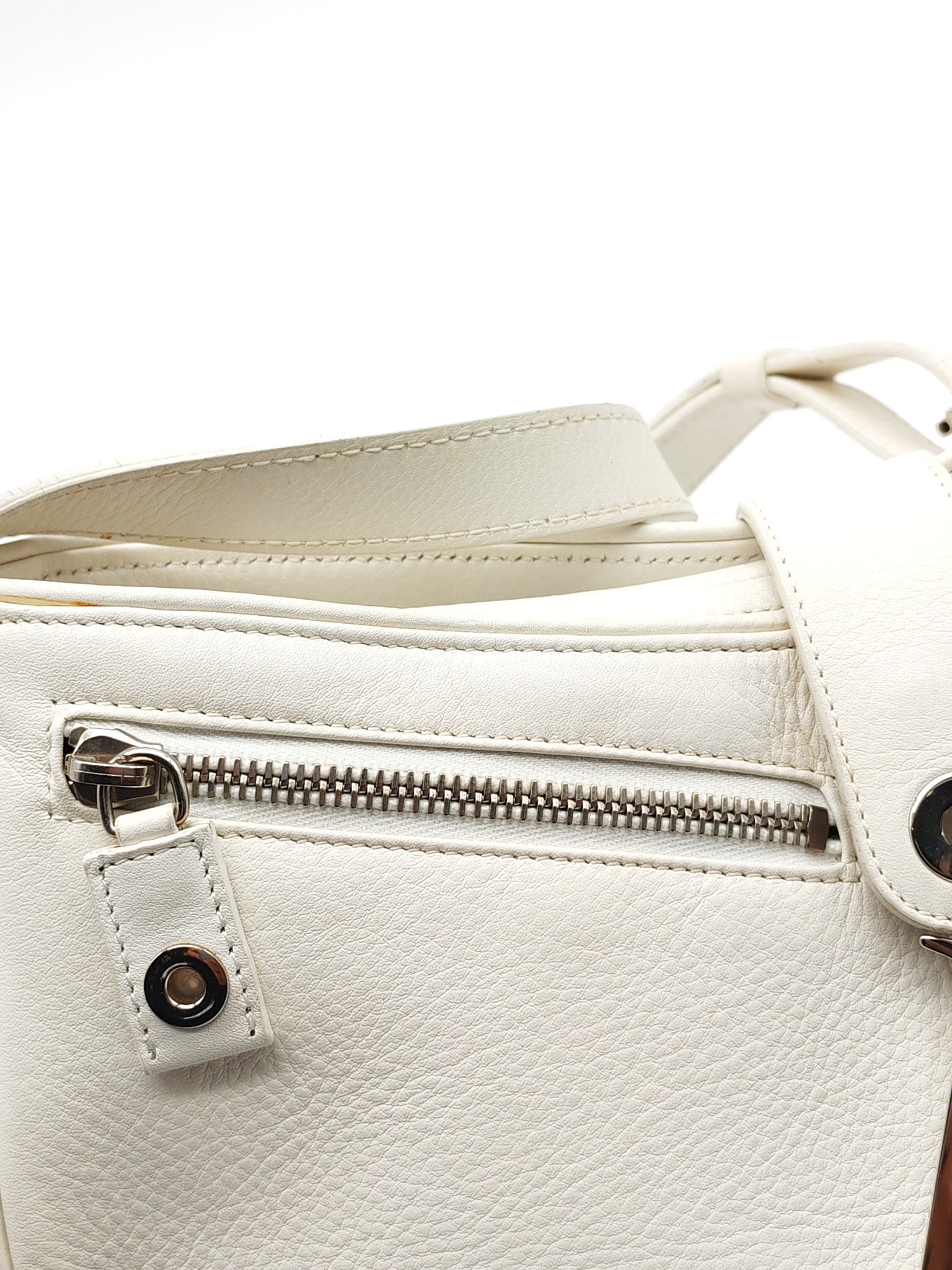 D Charm Pochette Shoulder Bag in White & Silver Hardware | Purse Maison Luxury Bags Shop