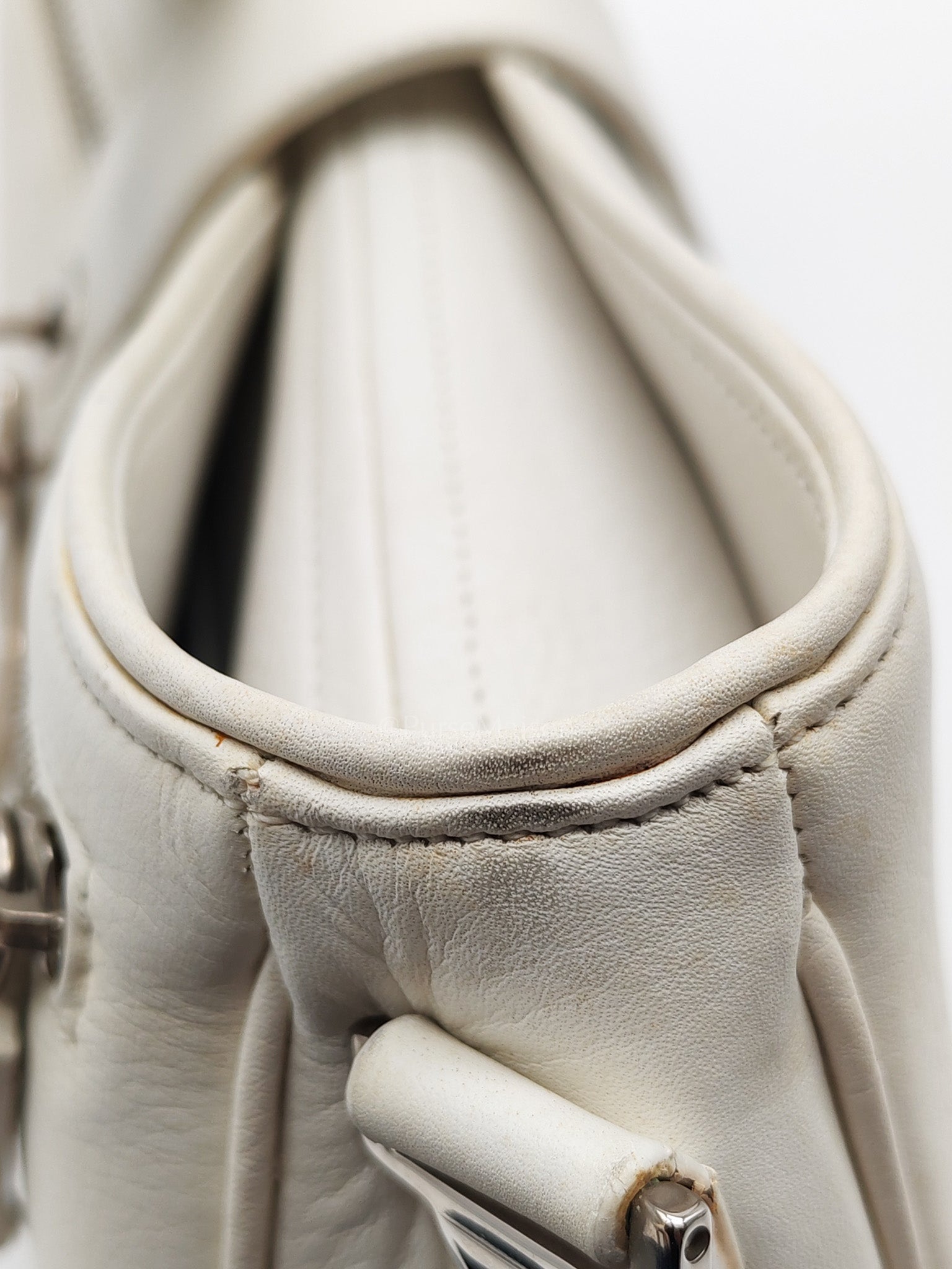 D Charm Pochette Shoulder Bag in White & Silver Hardware | Purse Maison Luxury Bags Shop
