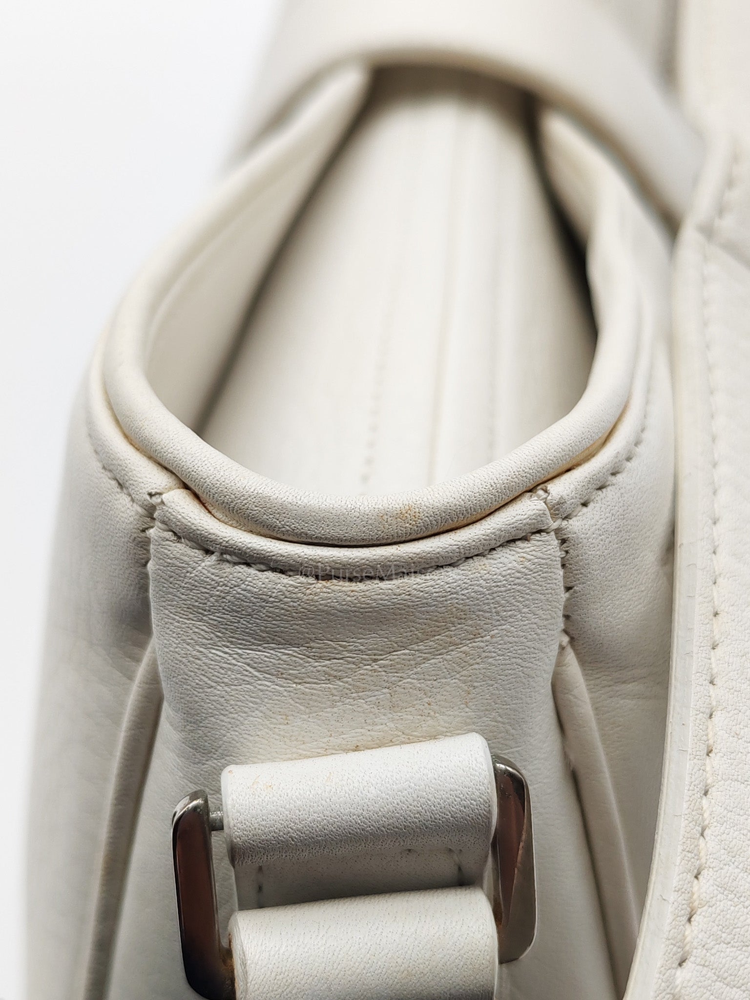 D Charm Pochette Shoulder Bag in White & Silver Hardware | Purse Maison Luxury Bags Shop