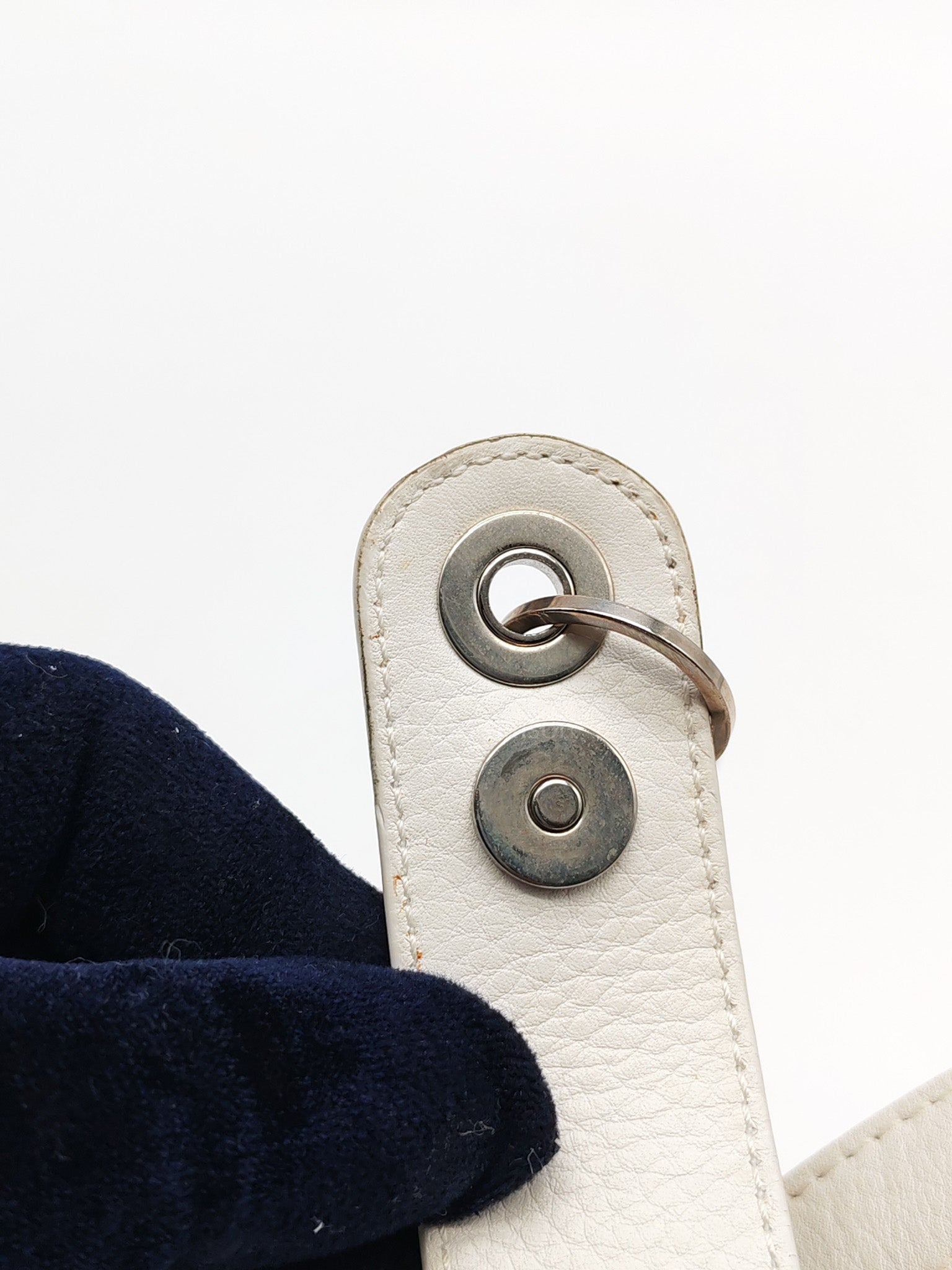 D Charm Pochette Shoulder Bag in White & Silver Hardware | Purse Maison Luxury Bags Shop