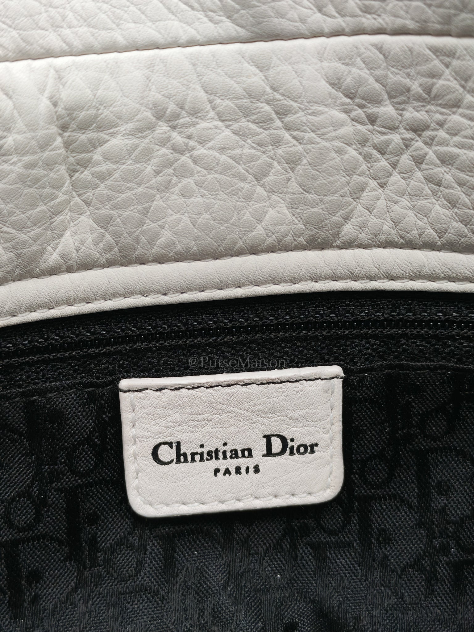 D Charm Pochette Shoulder Bag in White & Silver Hardware | Purse Maison Luxury Bags Shop