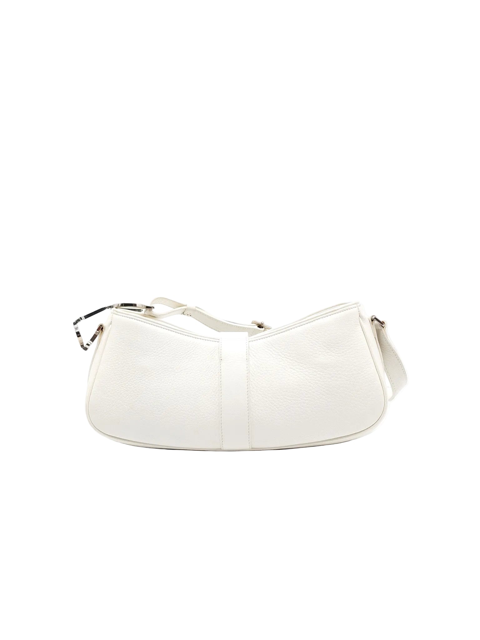 D Charm Pochette Shoulder Bag in White & Silver Hardware | Purse Maison Luxury Bags Shop